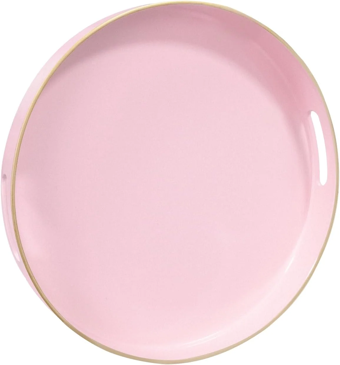 Original Design Maoname 13 Round Tray Pink Serving Tray with Handles Modern Decorative Trays for Coffee Table Plastic Ottoman Trays for Ottoman Bathroom Decor Practical