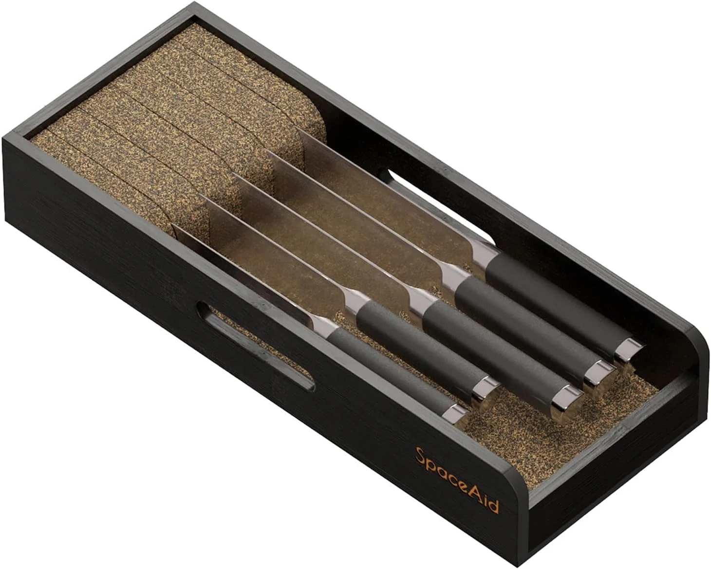 Relaxed SpaceAid Knife Drawer Organizer Bamboo Insert Dock Kitchen Steak Knives Holder Organizers Block for Drawer in Storage Organization Small Black Selected
