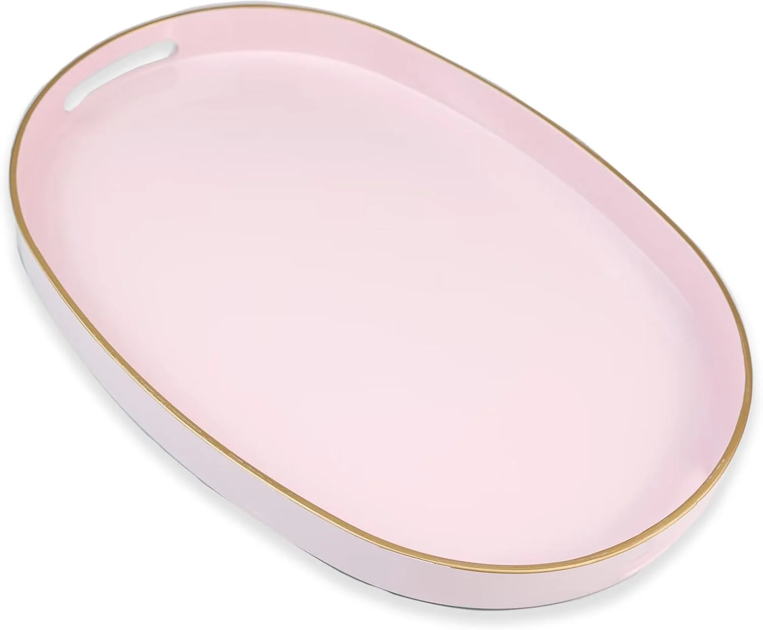 Convenient Pink Oval Decorative Tray with Handles Versatile Serving Tray for Coffee Table Ottoman I for Serving Displaying Organizing 15.3 10.6 1.37 Selected