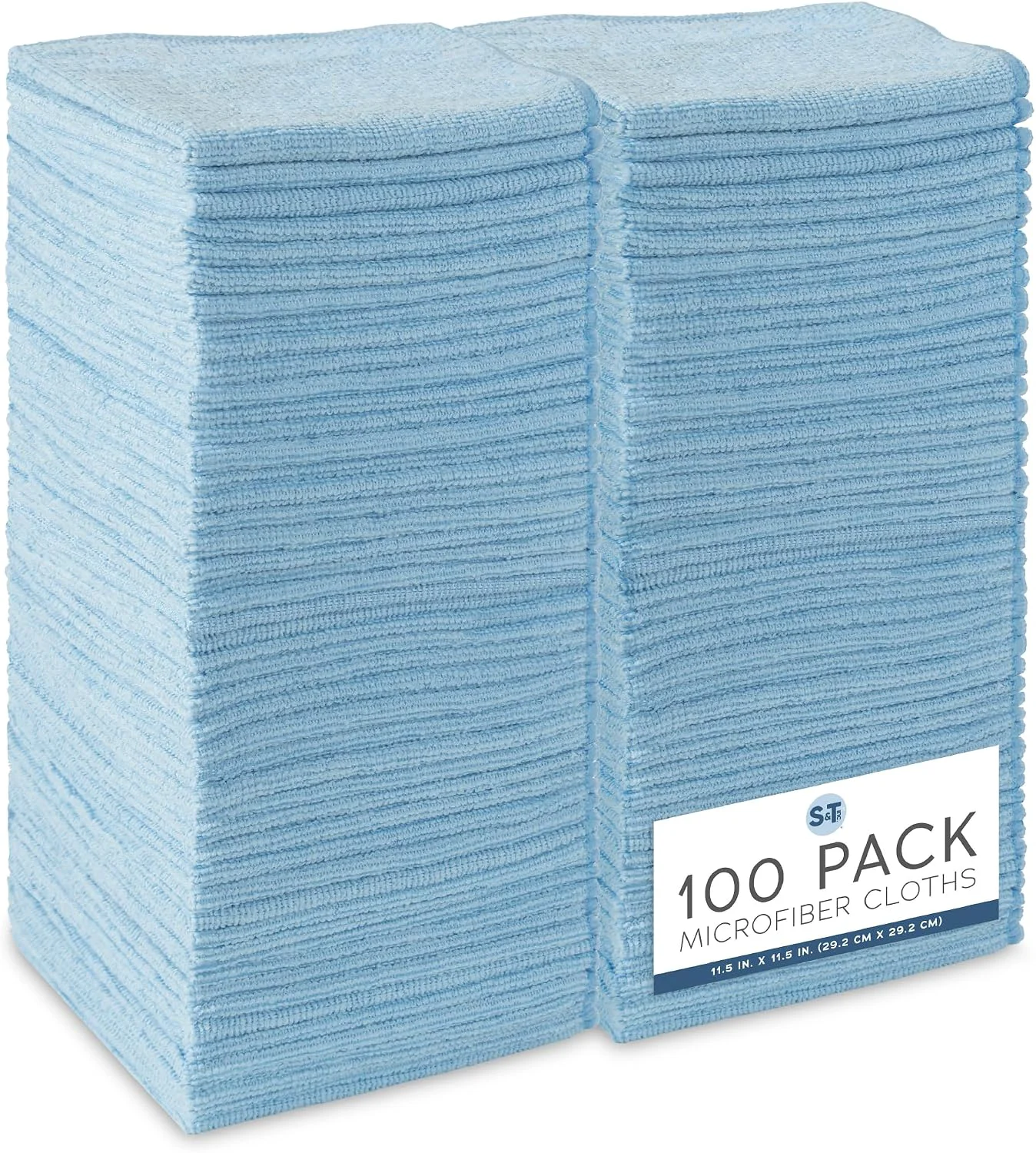 Top-Quality S amp T INC. Microfiber Cleaning Cloth 100 Pack 11.5 x 11.5 Light Blue Original
