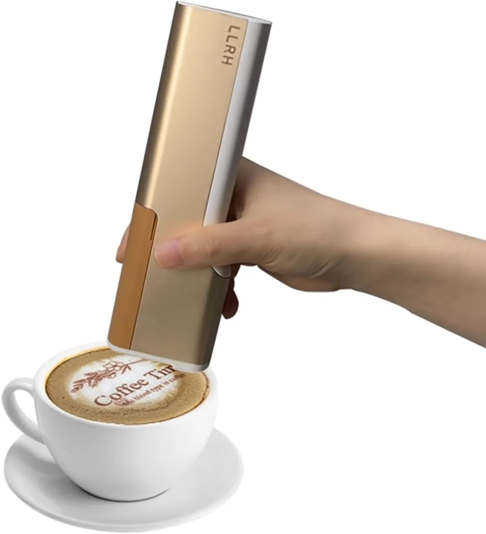 Trendy Llrh Latte Art Food PrintPen DIY Image for Coffee Beer Cocktails Macaron Cookie Bluetooth for Home Small Shops Brown Long-Lasting