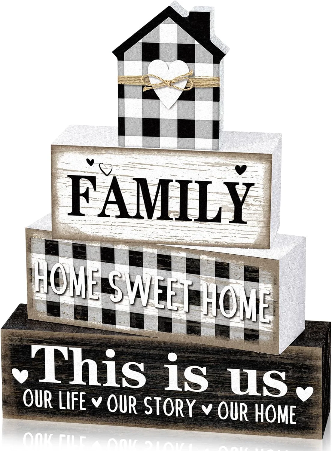 Carefully Designed Cinnvoice 4 Pcs Farmhouse Table Decoration Rustic Sign Block Buffalo Plaid Home Sweet Home Sign This Is Us Tabletop Centerpiece black and White Farmhouse Decor for Home Indoor Kitchen Office Shelf Minimalist