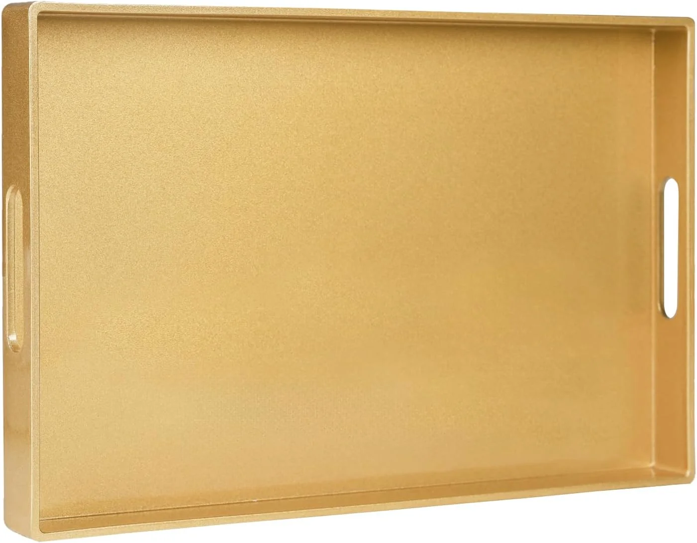 Artisan MAONAME Gold Decorative Tray for Coffee Table Serving Tray with Handles Plastic Melamine Tray Modern Ottoman Tray Rectangular Countertop Organizer Tray for Living Room 15.8 L x 10.2 W x 1.4 H Fast