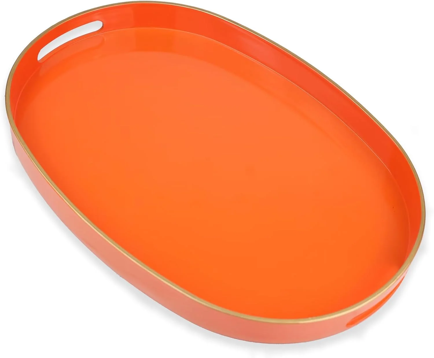 Specialty Orange Oval Decorative Tray with Handles Versatile Serving Tray for Coffee Table Ottoman I for Serving Displaying Organizing Versatile Serving Tray for Displaying Organizing 15.3 10.6 1.37 Powerful