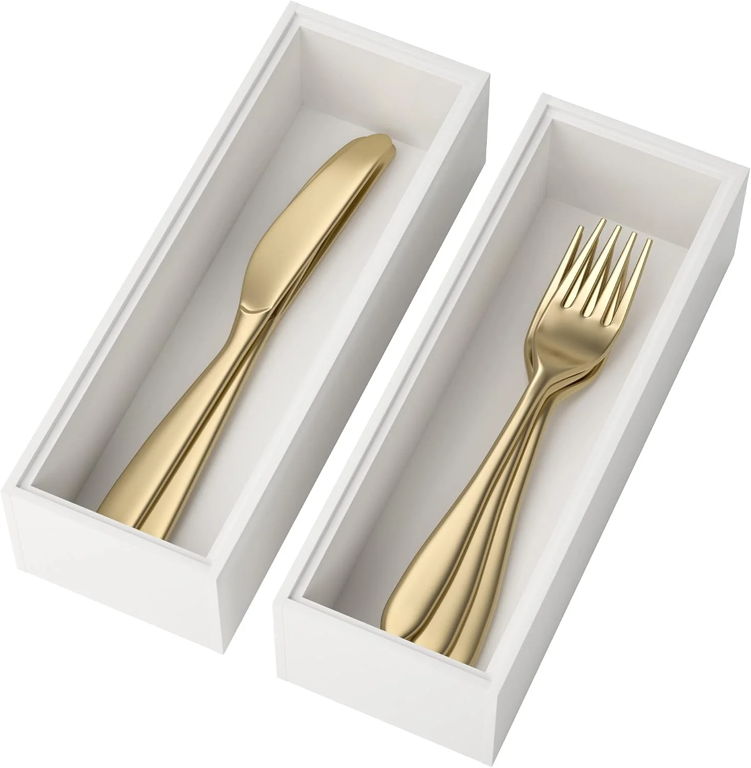 Fine Crafted Lixple Bamboo Kitchen Drawer Organizer 2 Pack 9 x 3 x 2 White Dependable