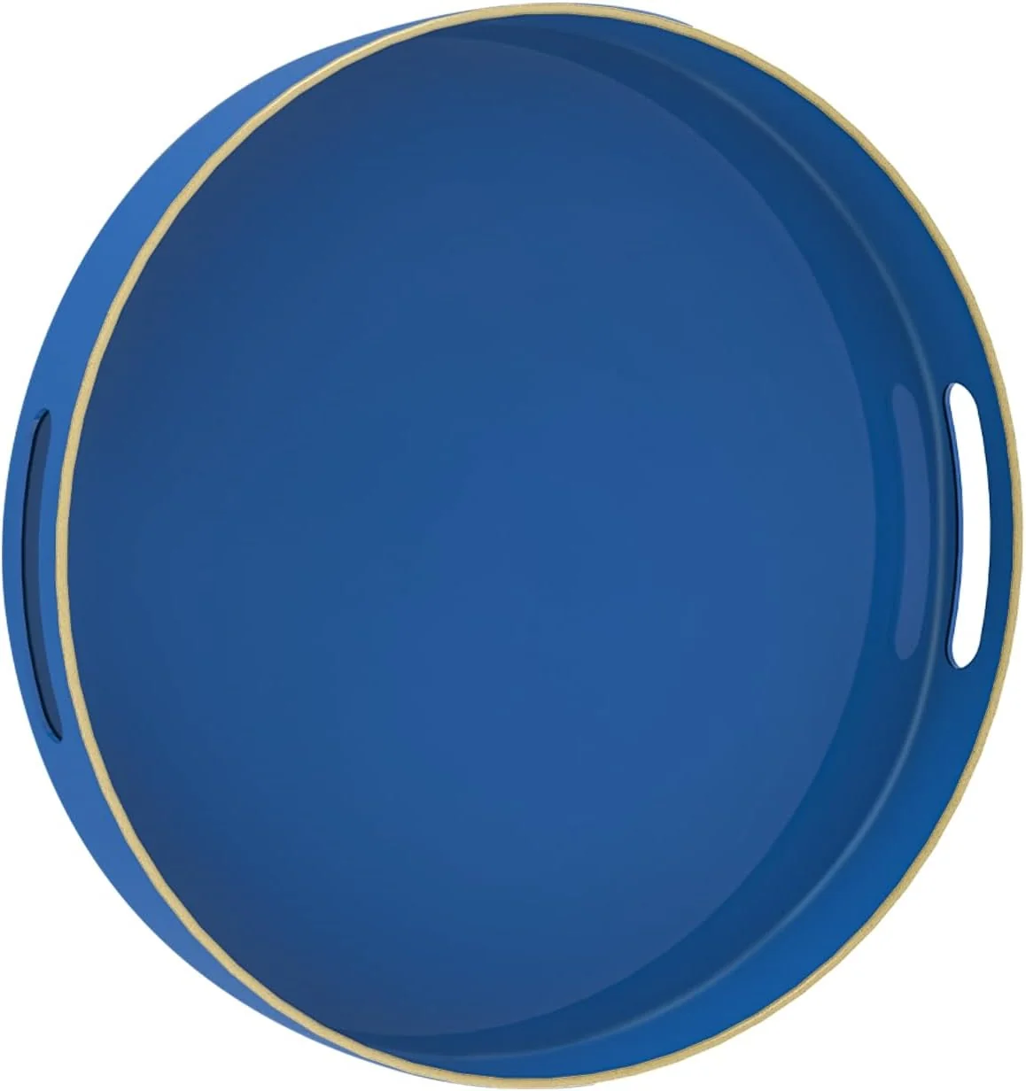 Contemporary Maoname 13 Blue Round Tray Navy Serving Tray with Handles Modern Decorative Tray for Coffee Table Plastic Tray for Ottoman Bathroom Decor Solid
