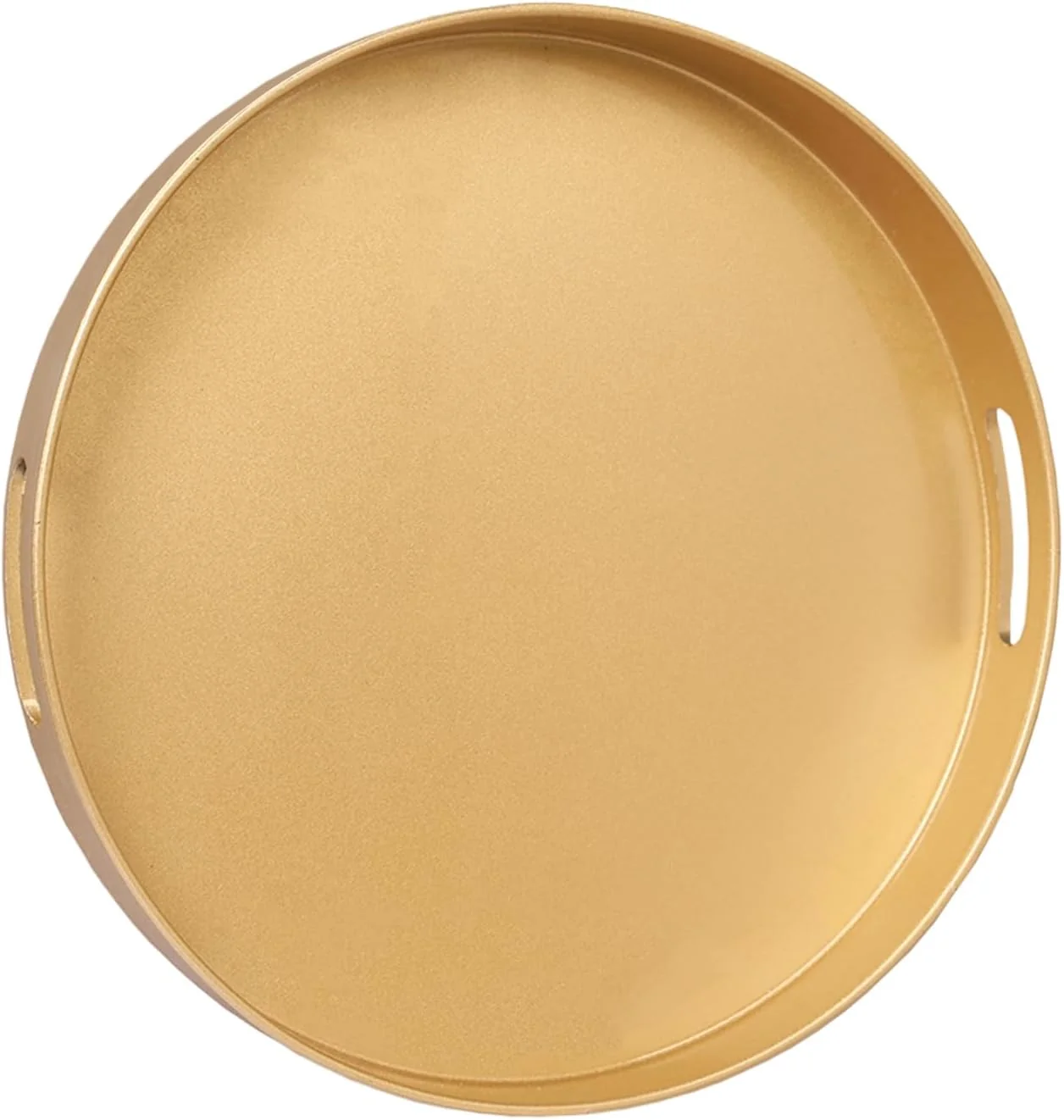 Stylish Maoname 13 Gold Round Decorative Tray for Coffee Table Modern Serving Tray with Handles Plastic Ottoman Trays Bathroom Decor Exclusive