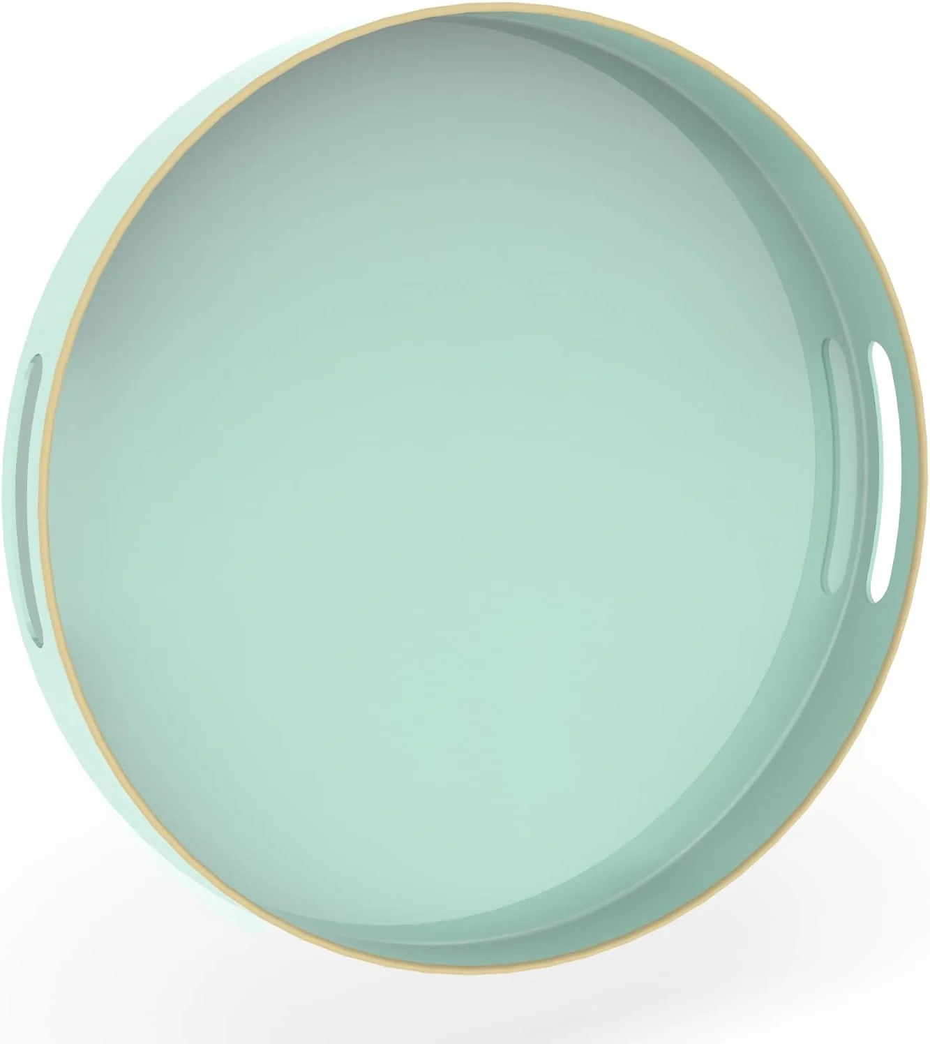 Classic Maoname Mint Green Decorative Tray for Coffee Table Modern Round Serving Trays with Handles 13 Plastic Tea Trays for Ottoman Bathroom Decor Stylish