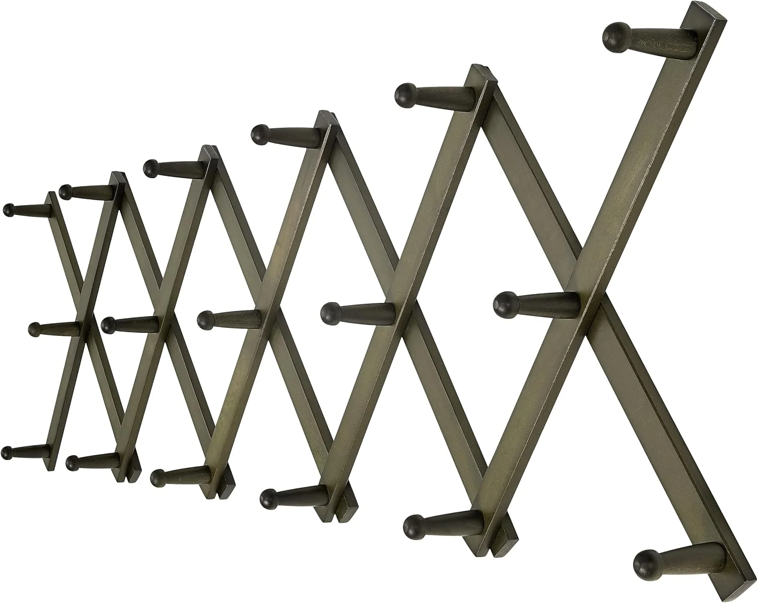 Top-Quality Dseap Accordion Wall Hanger 16” High Wooden Wall Expandable Coat Rack Hat Rack Holder Accordion Hook for Baseball Caps Coats 17 Peg Hooks Powerful