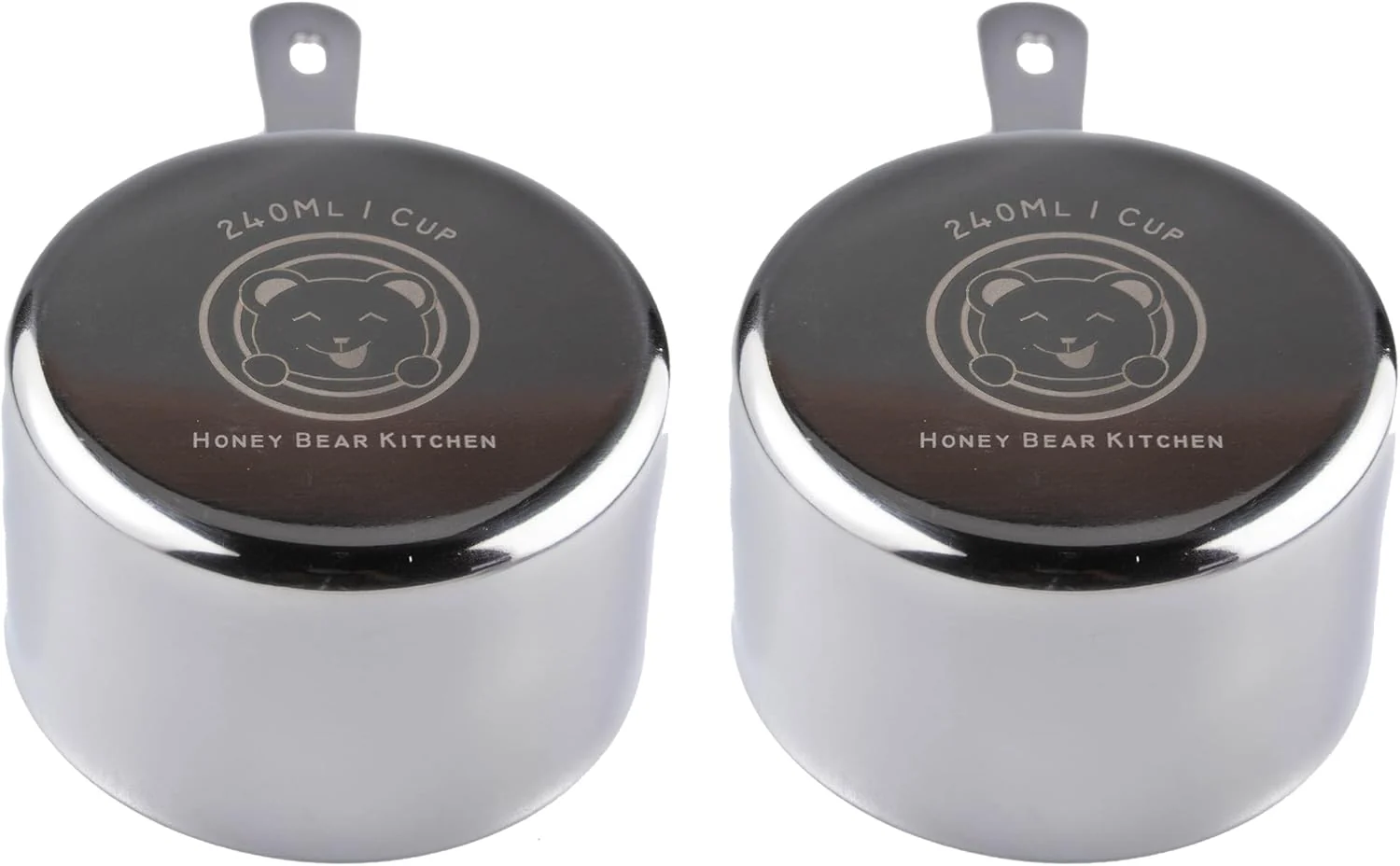 Clean Honey Bear Kitchen 1 Cup 240 ml Measuring Scoop Cups Polished Stainless Steel Set of 2 Consistent