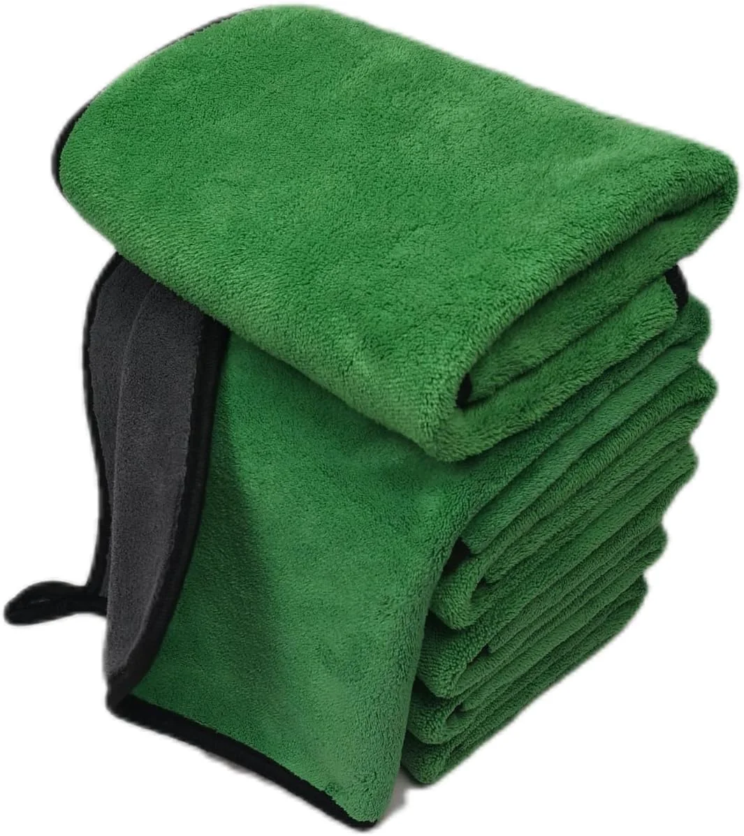 Sustainable SOFTBATFY Ultrasoft Large Thick and Quick Drying Car Microfiber Cleaning Towel 800GSM Polishing Waxing Auto Detailing Towel Cloth 6pack 16 x 16inches Grey- Green Artisan