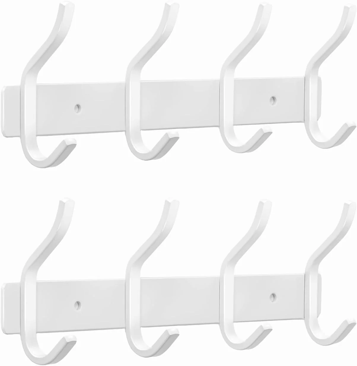 First-Class White Wall Hooks Heavy Duty 12 Inch Coat Hooks Wall Mount with 4 Hooks 2 Packs Wall Hooks Hangers for Entryway Bathroom – for Hanging Backpack Proven