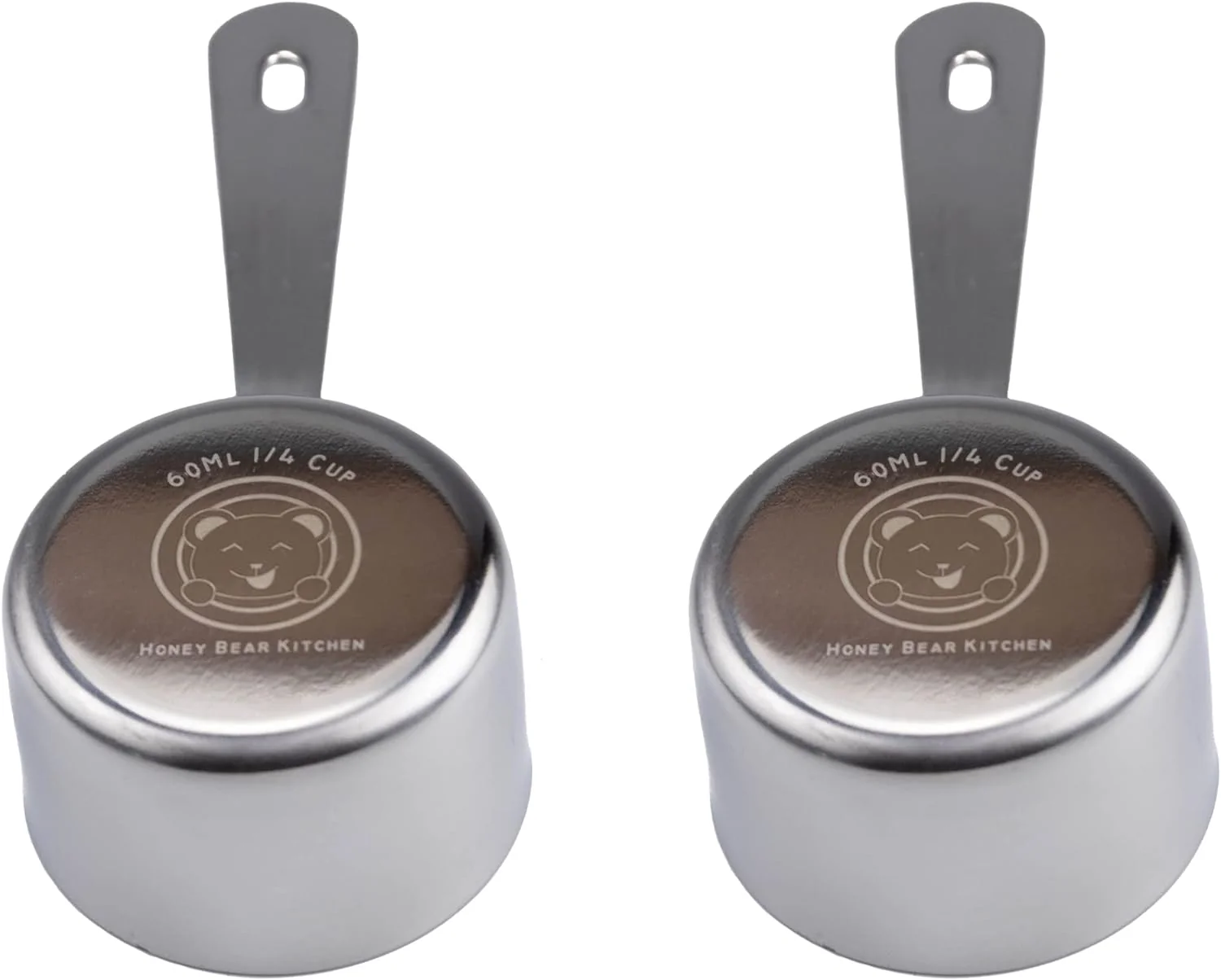 High-Grade Honey Bear Kitchen 1 4 Cup 60 ml Leave-in Measuring Scoop Cups v2 Polished Stainless Steel Set of 2 Fashionable