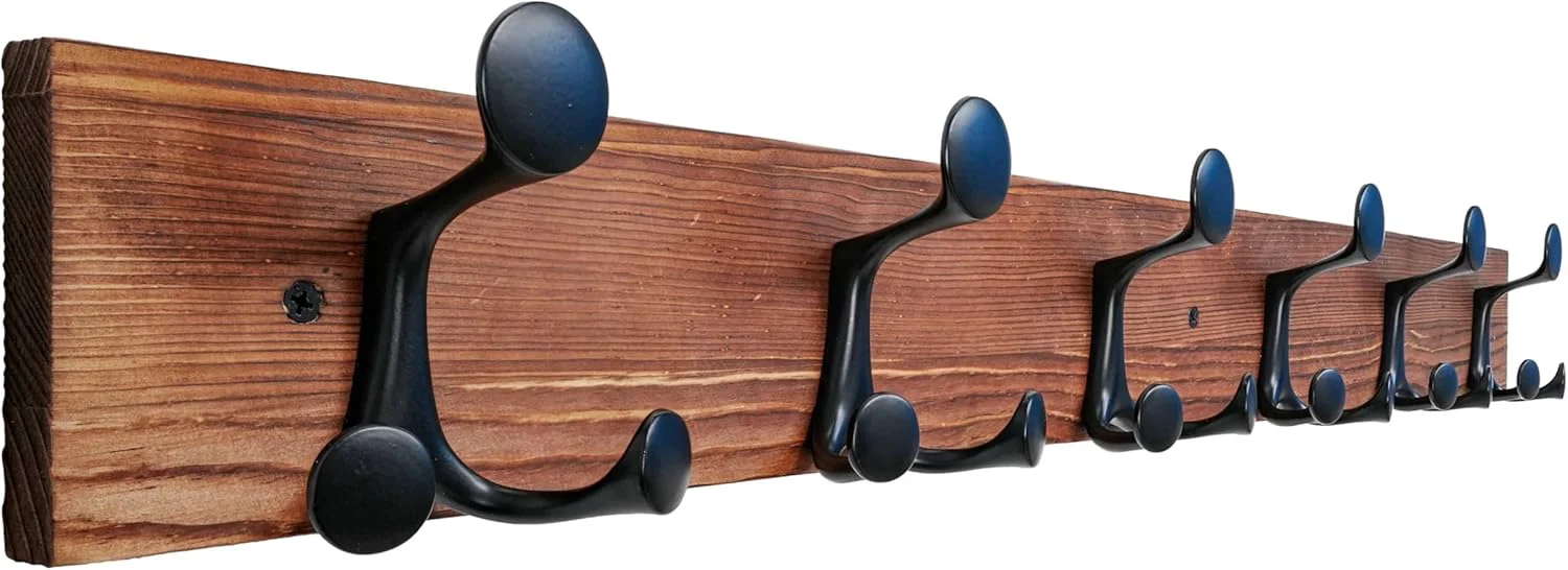Modern Skoloo 36-Inch Wood Coat Rack Wall Mount with 6 Triple Hooks – I for Family Entrances Classrooms and Pet Supplies Storage Sophisticated
