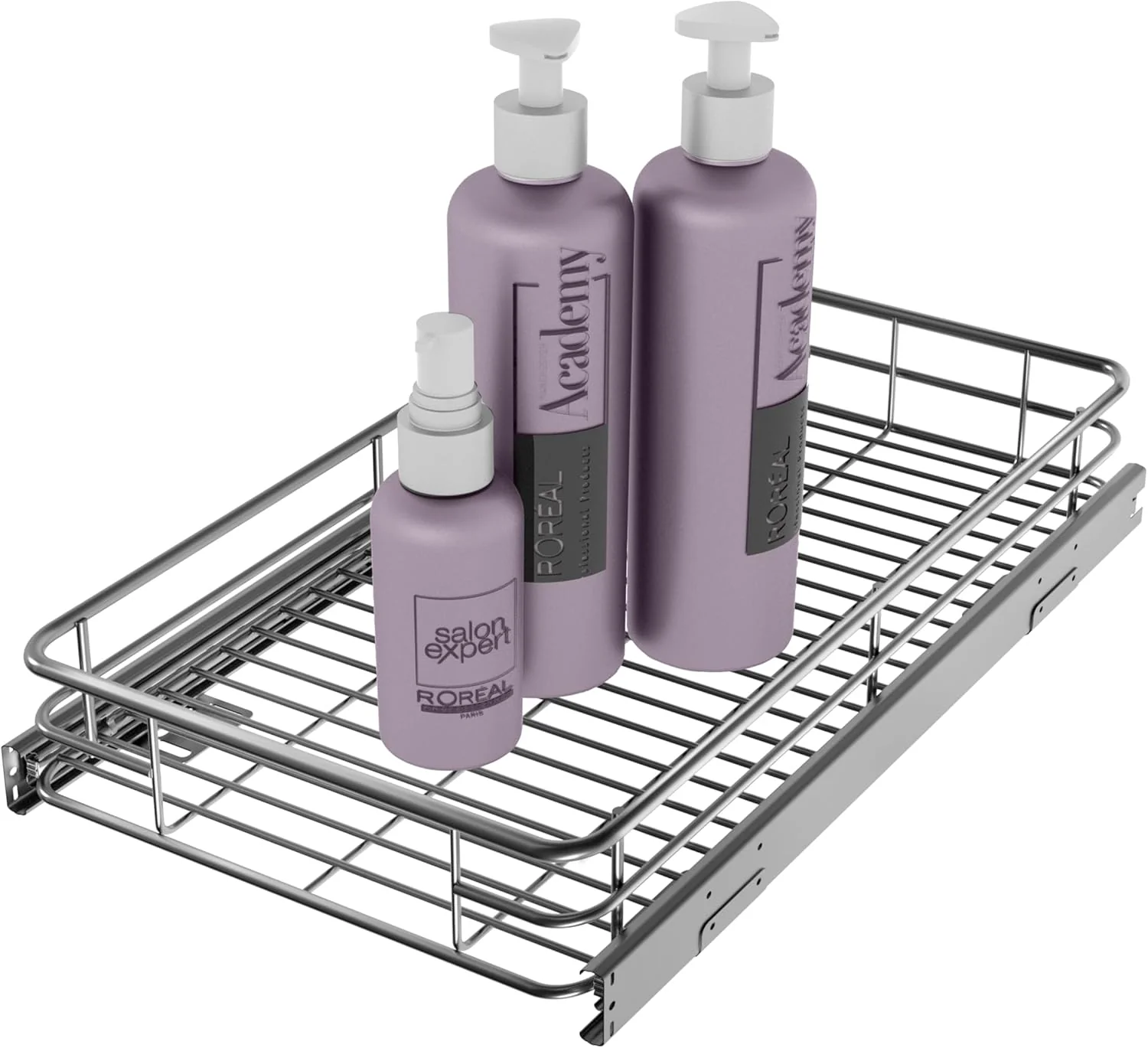 Breathable Sliding Cabinet Organizer Pull Out Shelves 11 W x 21 D Heavy-Duty Slide Out Shelf Steel Metal Cabinet Roll Out Shelves for Kitchen Bathroom Premium