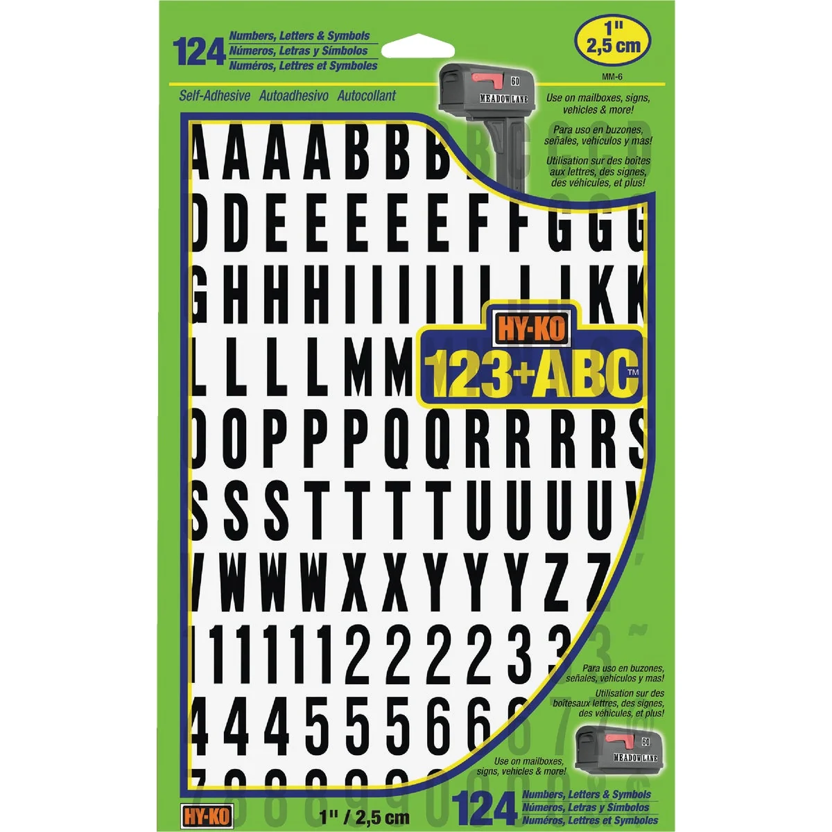 Enhanced Hy-Ko 1 In. Numbers Letters Symbols 124 Count Organic