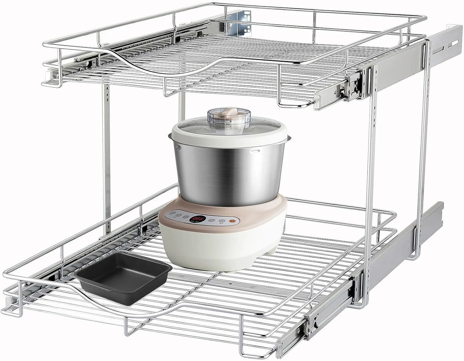 Environmentally Friendly Dindon 2 Tier Pull Out Cabinet Organizer 20 W X 18 D Double Tier Wire Basket Slide Out Shelf Storage for Kitchen Base Cabinet Organization for Premium