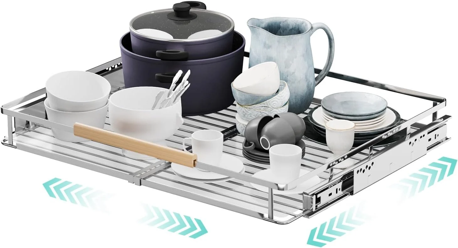 Smart Expandable Pull Out Cabinet Organizer Adjustable Width 17.1 28”W x 22.5”D Under Sink Organizer Drawer Storage Shelves for Kitchen Bathroom Exceptional