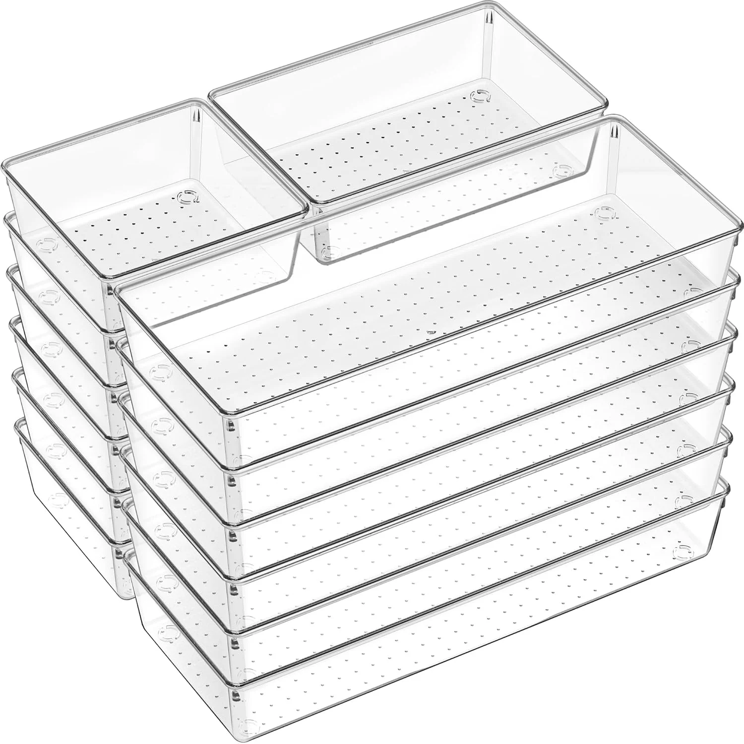 Sophisticated Criusia 18 Pcs Large Size Clear Drawer Organizer Set Acrylic Non Slip Non Cracking Kitchen Drawer Storage Tray Divider Elegant