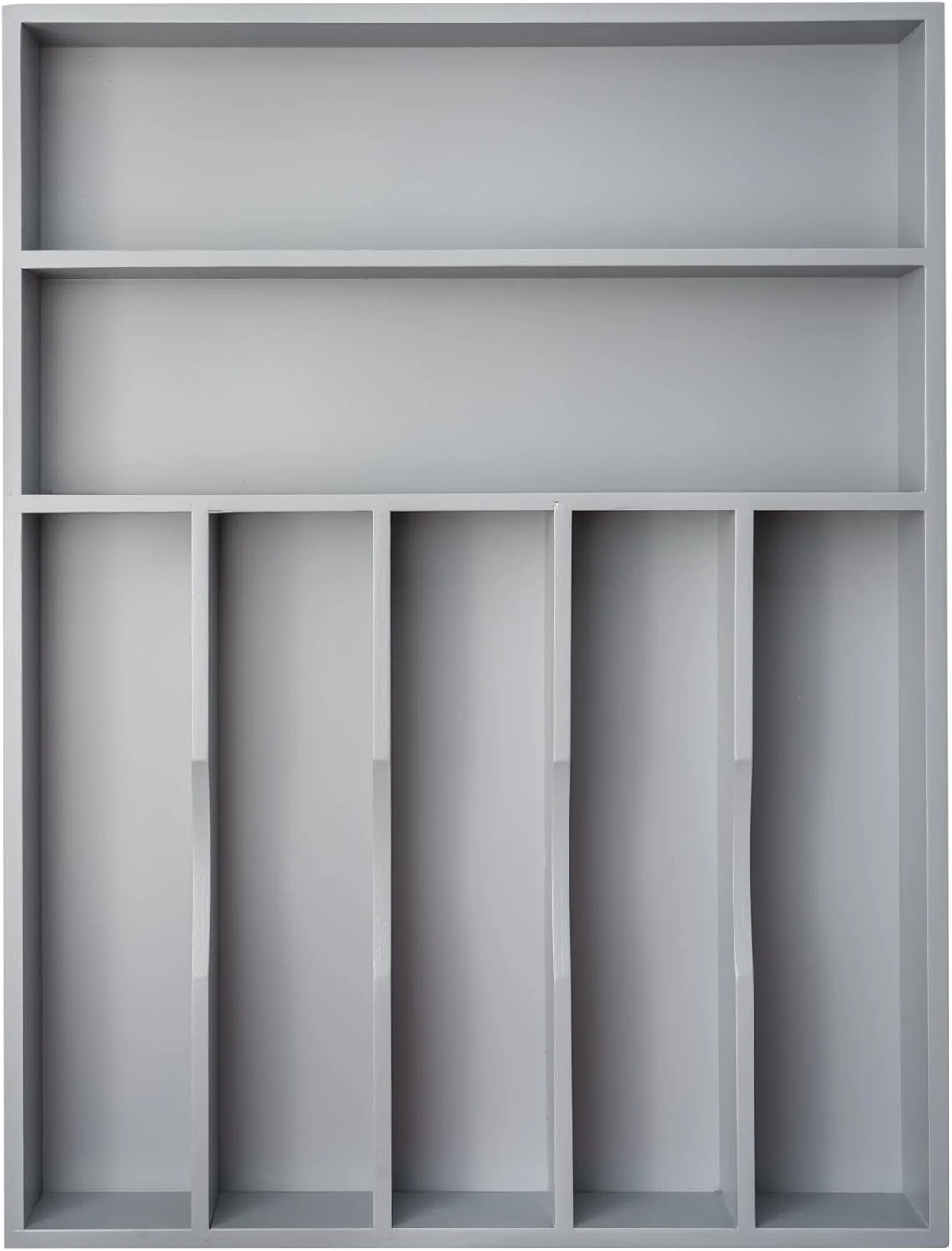 Versatile Silverware Organizer 13 Inch Gray Bamboo Kitchen Drawer Organizer 7 Slots Utensil Organizer Silverware Holder Cutlery Organizer Flatware Tray Large Sustainable
