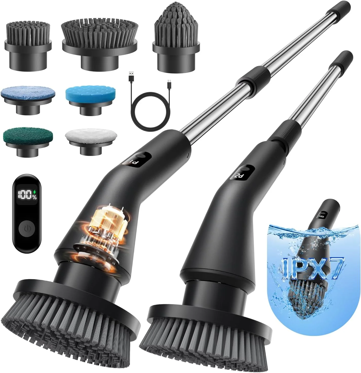 Specialty Leebein Electric Spin Scrubber 2025 Upgraded Cordless Cleaning Brush Scrubber IPX7 Waterproof Power Scrubber with 7 Brush Heads Easy-to-Use