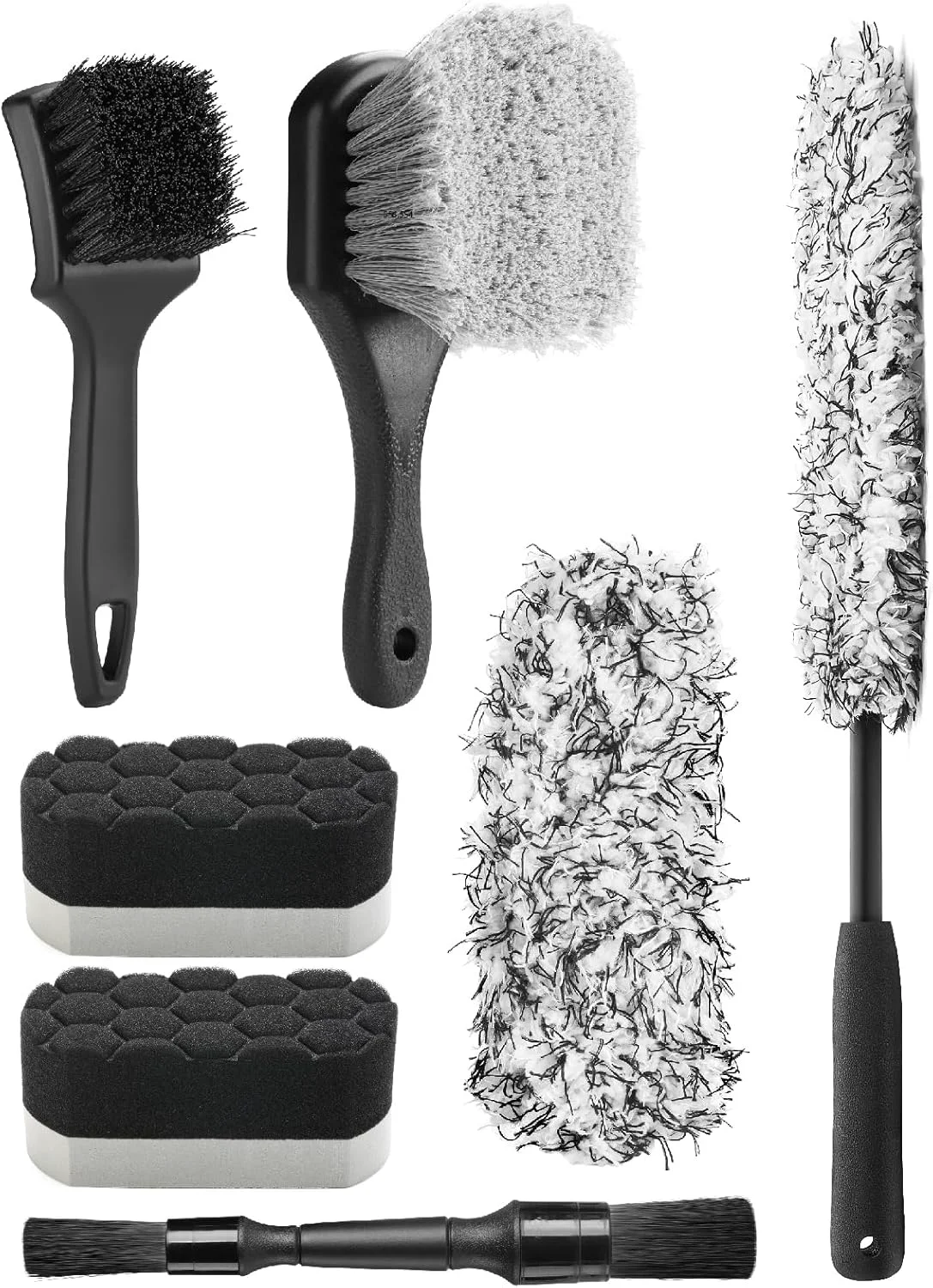 Secure lean 7PCS Car Wheel Cleaning Pro Kit Tire Brush Soft-bristled Rim Brush Microfiber Flat Wheel Brush Double-Ended Detailing Brush Trusted