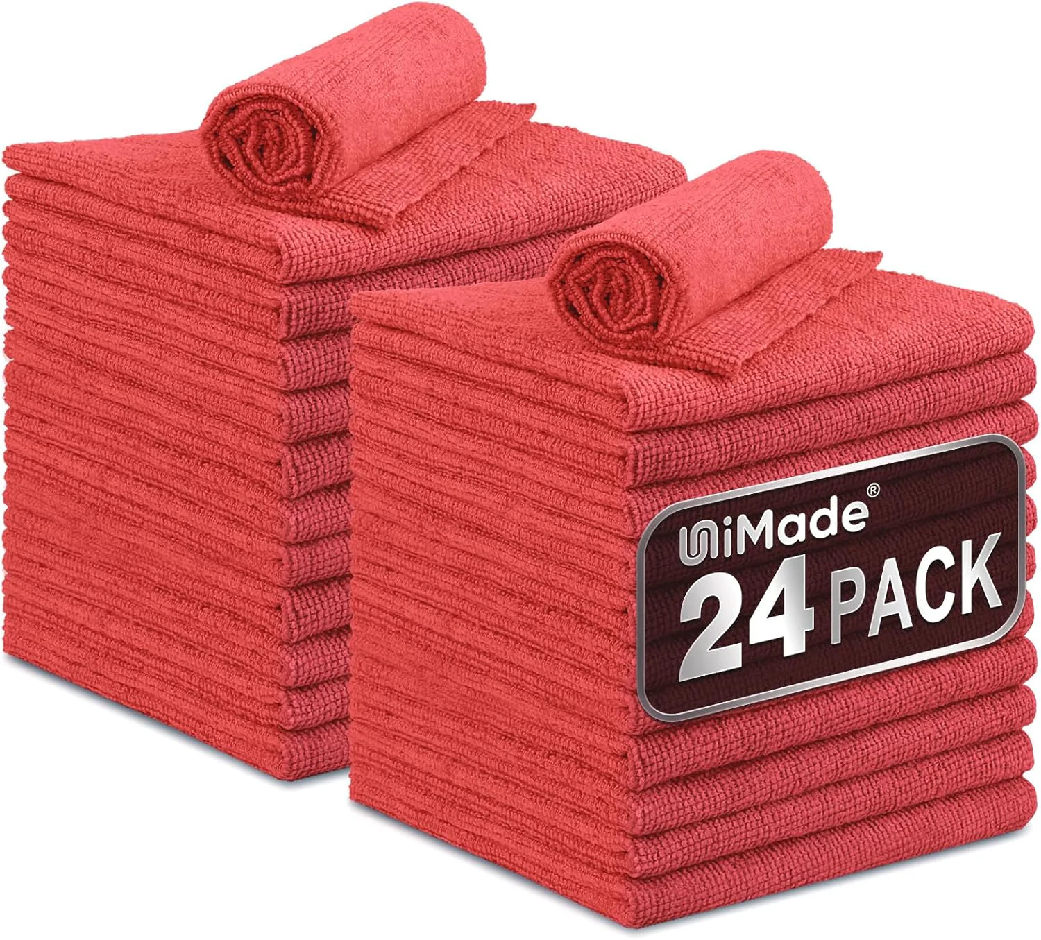 Shop Towels 24 Pack Commercial Grade Shops Rags Microfiber Towel for Cars Cleaning Rags Bulk Clean Cloth for Automotive Bar Mechanic Restaurant Refined