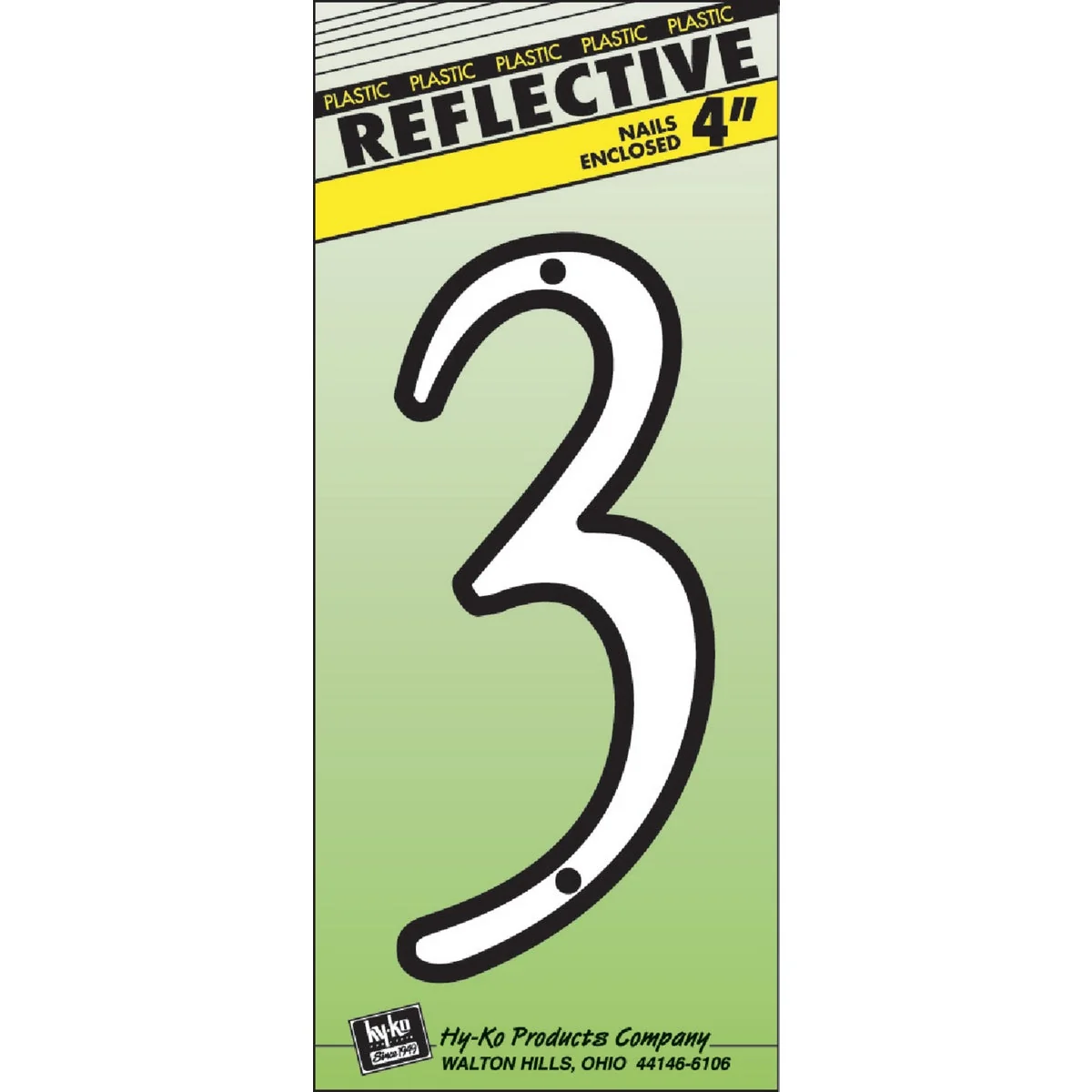 Reliable Hy-Ko 4 In. White House Number Three Minimalist
