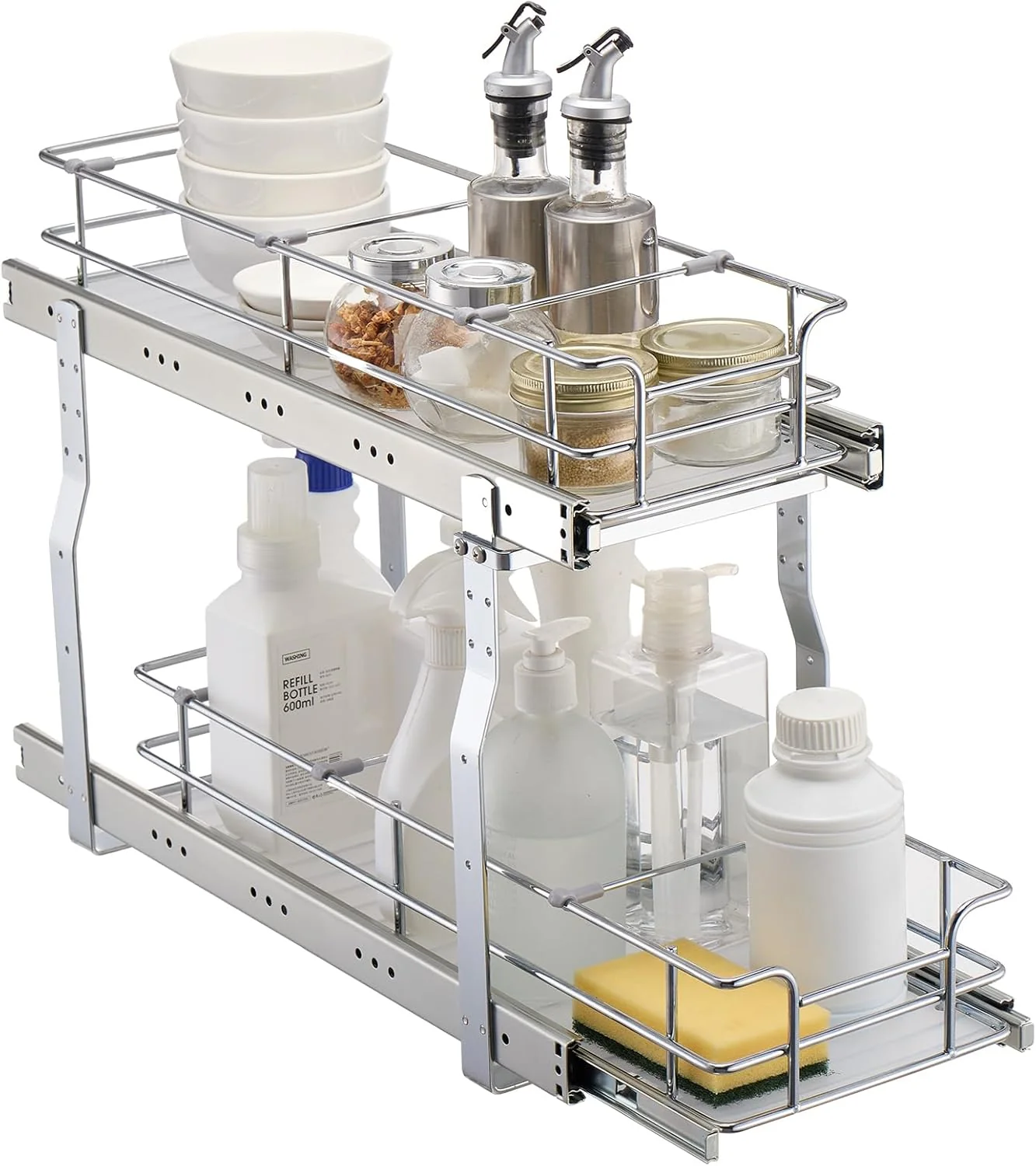Modern VEVOR Pull Out Cabinet Organizer 8.5 W x 21 D x15.2 HHeavy Duty Slide Out Pantry Shelves Chrome-Plated Steel Roll Out Drawers for Home 10 Wx22 Dx19 H Inside Kitchen Cabinet Bathroom Under Sink Verified