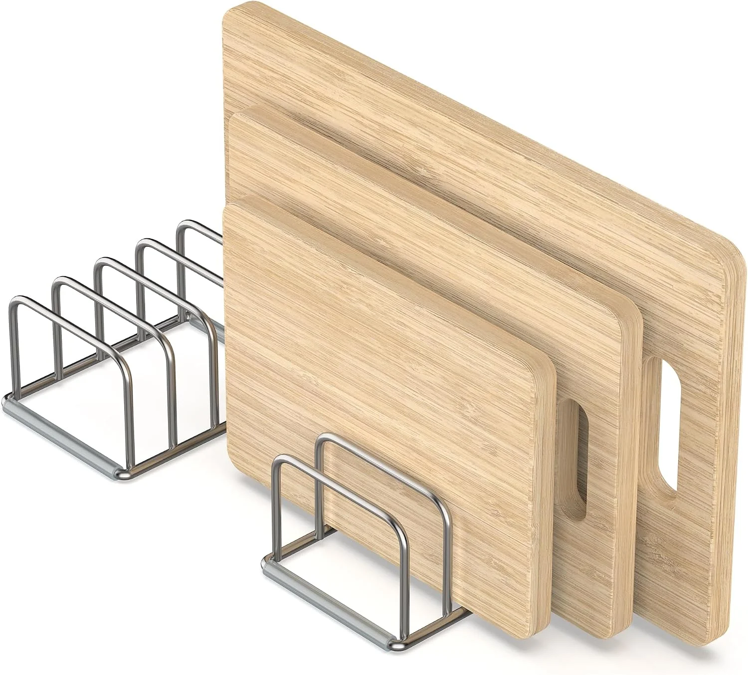 Practical KORRTFID Cutting Board Holder 2PSC Cutting Board Organizer Rack 304 Stainless Steel Cookie Sheet Baking Pan and Tray Organizer for Kitchen Cabinet and Pantry Storage 1.0 Inch Width Slots Crafted