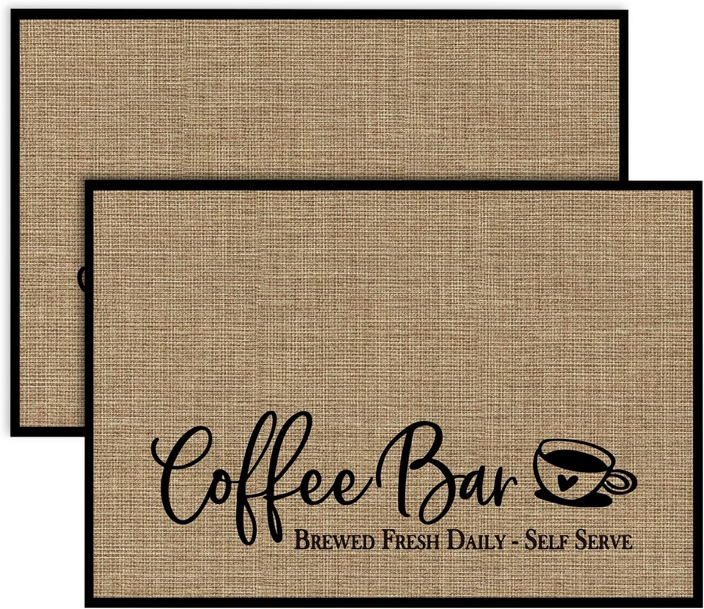 Enhanced Artoid Mode Coffee Bar Mat Set of 2 Plastic Vinyl Washable Woven Non-Slip Table Mats for Coffee Machine Decor High-Performance