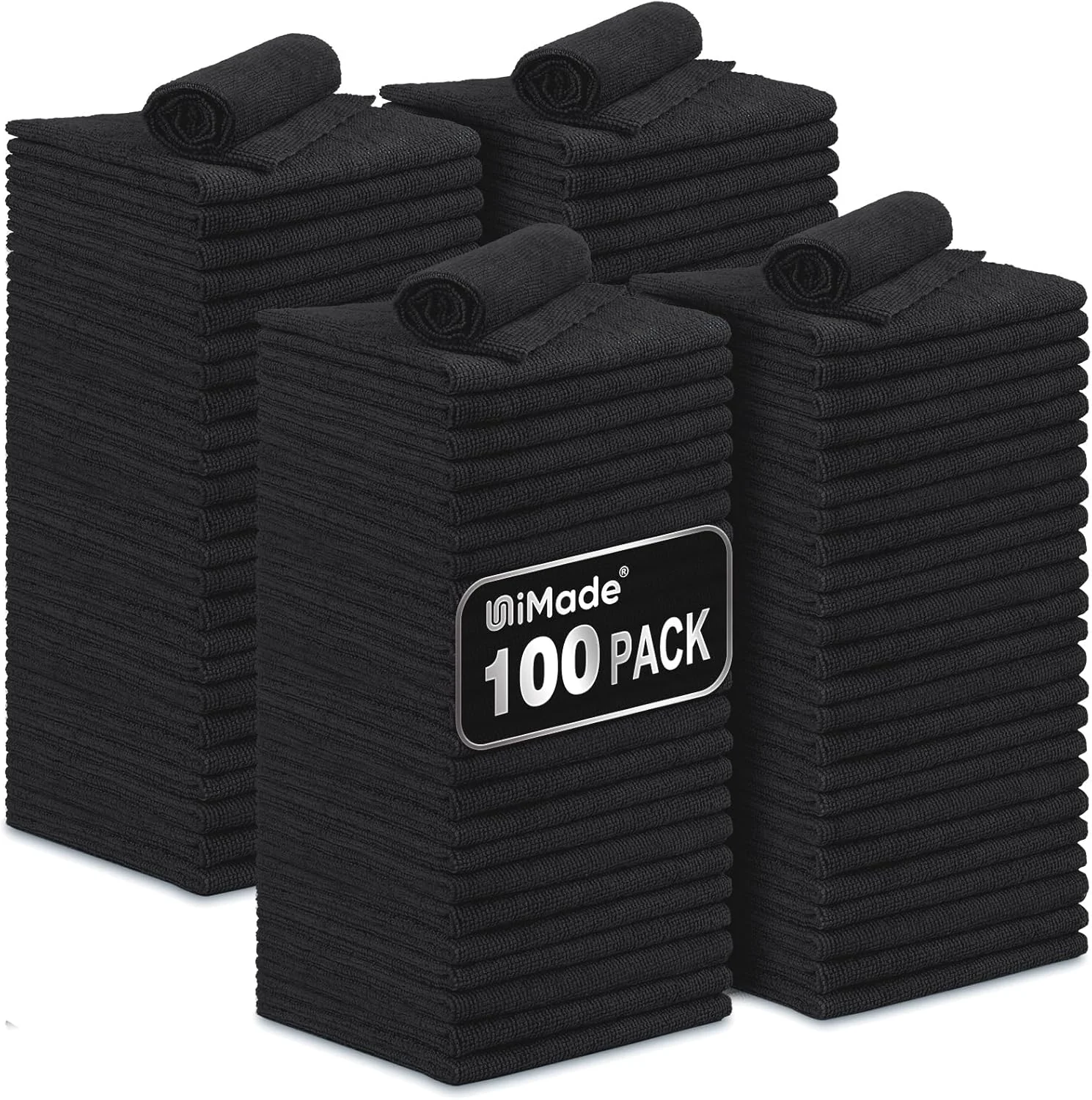 Certified Microfiber Cleaning Cloth 100 Pack Microfiber Towels for Cars Commercial Grade Work Rags Bulk Detailing Cloth for Automotive Bar Mechanic Restaurant Soft