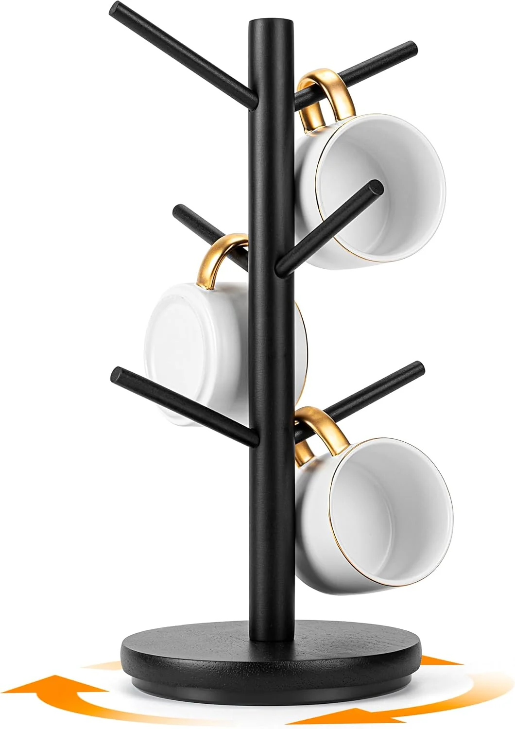 Traditional MyLifeUNIT Mug Holder Tree 360° Rotated Coffee Cup Holder with 6 Hooks Wooden Coffee Mug Holder Organizer for Counter Top Luxury