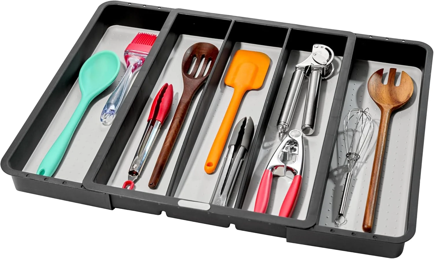 Long-Lasting madesmart Expandable Utensil Tray – Granite Classic Collection 5-Compartments Kitchen Organizer Soft-Grip Lining Easy to Clean BPA- Stylish