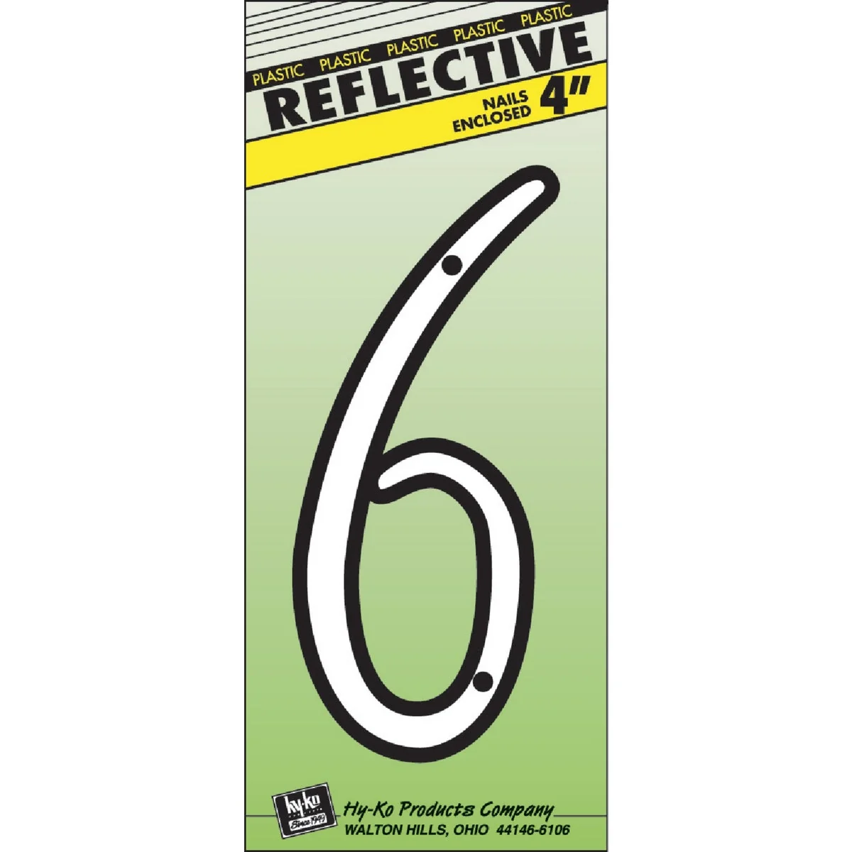 Recyclable Hy-Ko 4 In. White House Number Six Innovative