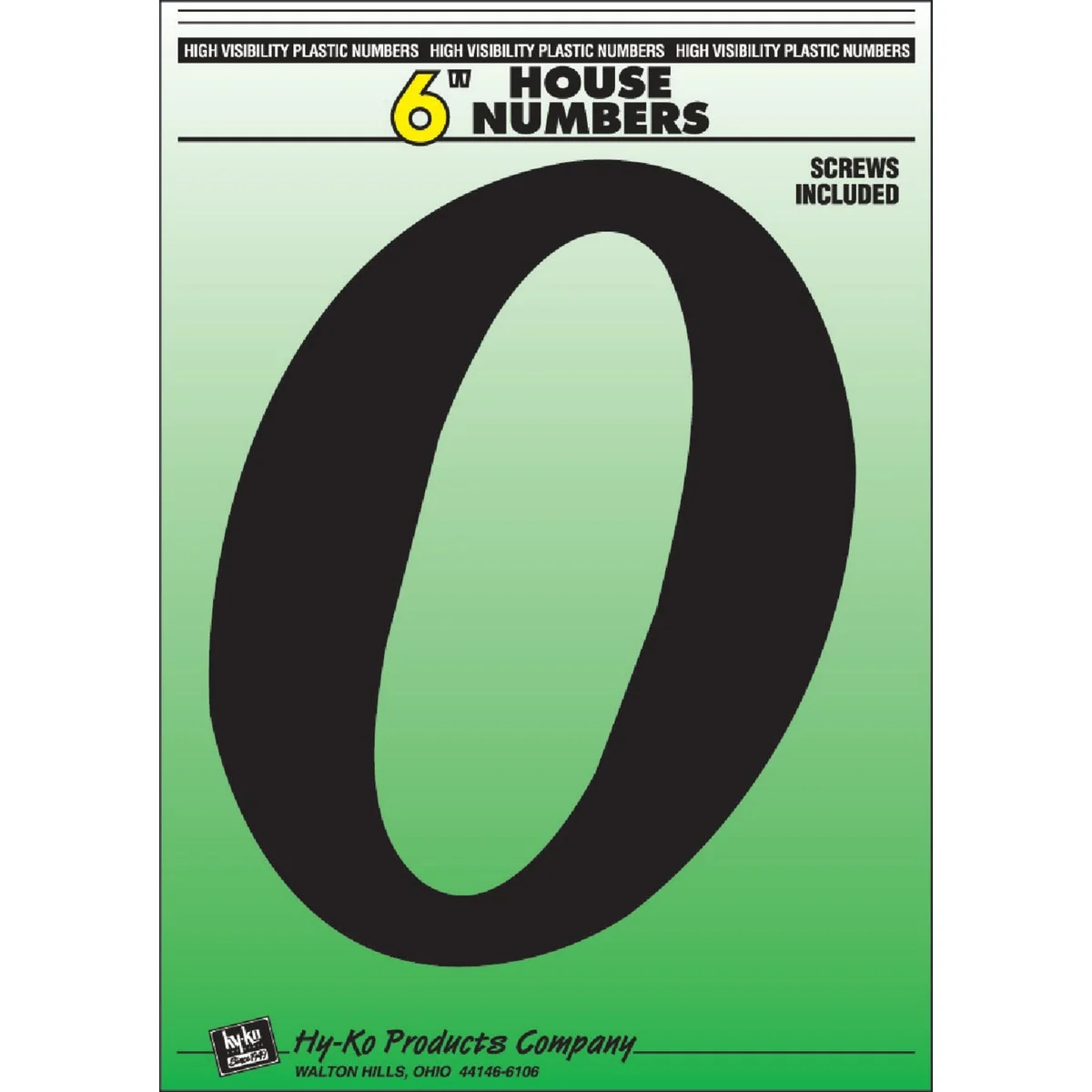 Carefully Designed Hy-Ko 6 In. Black Gloss House Number Zero Pure
