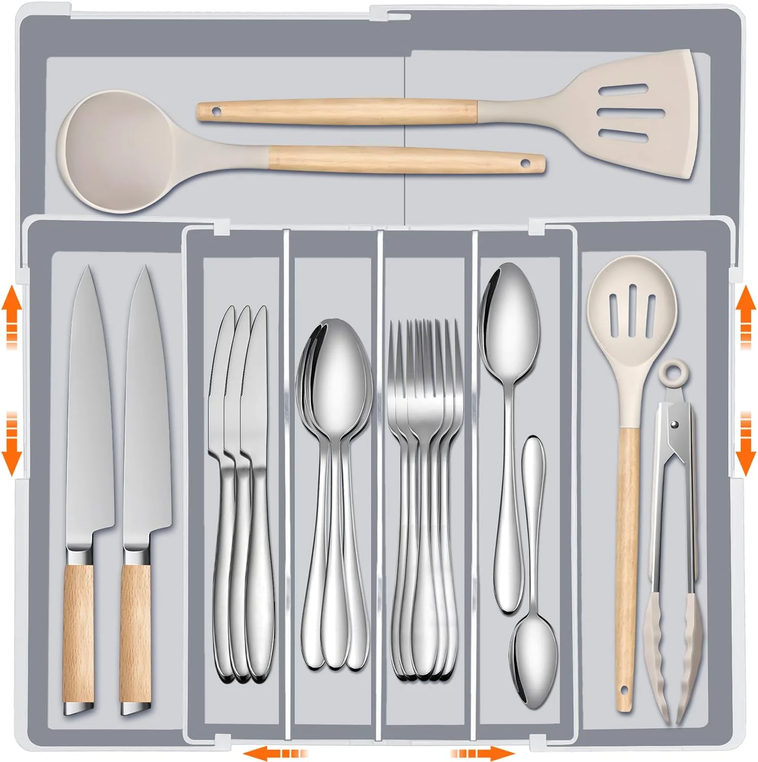 Reusable Silverware Organizer for drawer – Adjustable Kitchen Drawer Organizer Utensil Drawer Organizer Proven