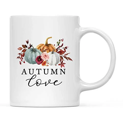 Green Fall Burgundy Marsala 11oz. Ceramic Coffee Tea Mug Detailed