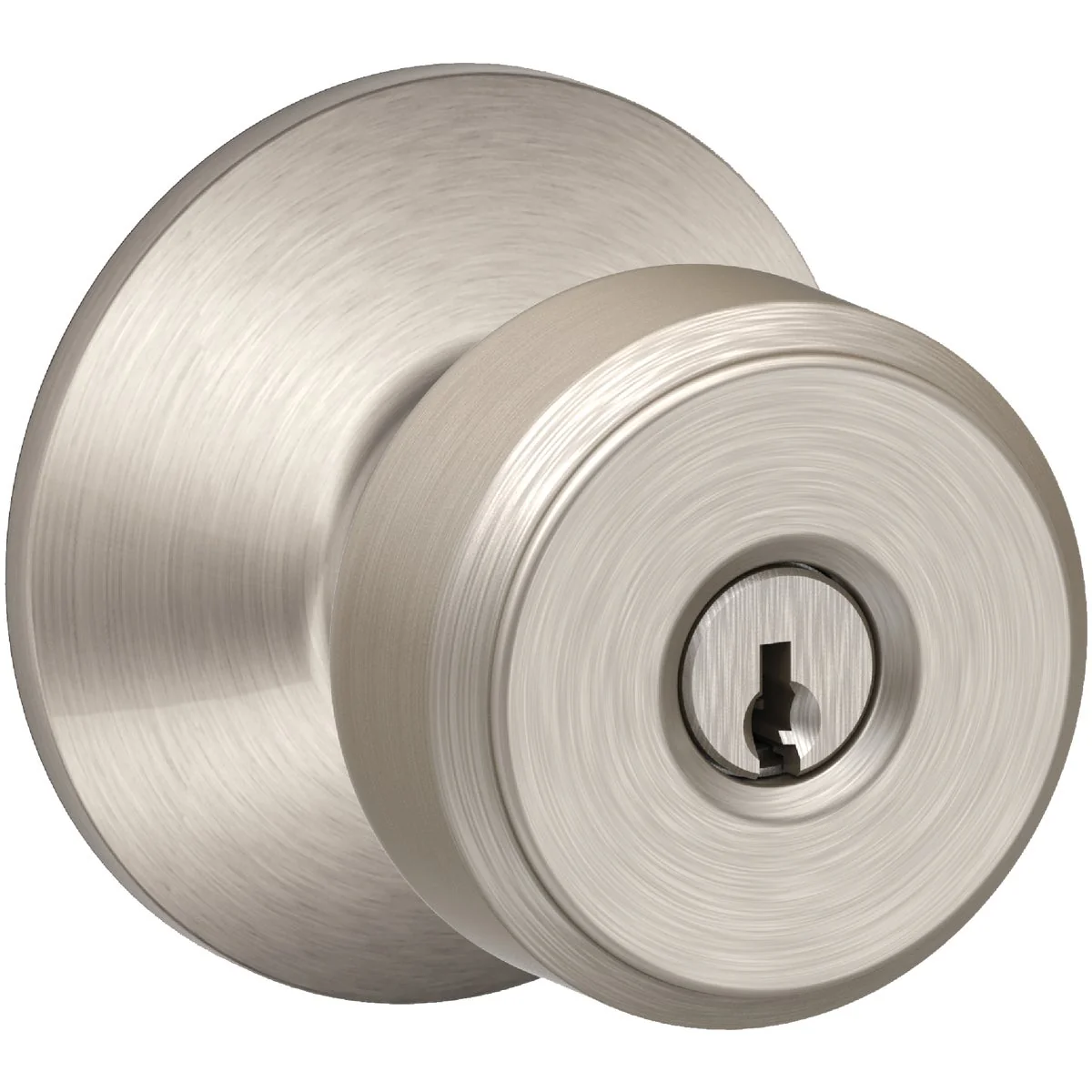 Next-Generation Schlage Bowery Satin Nickel Knob Keyed Entry Door Knob Modern