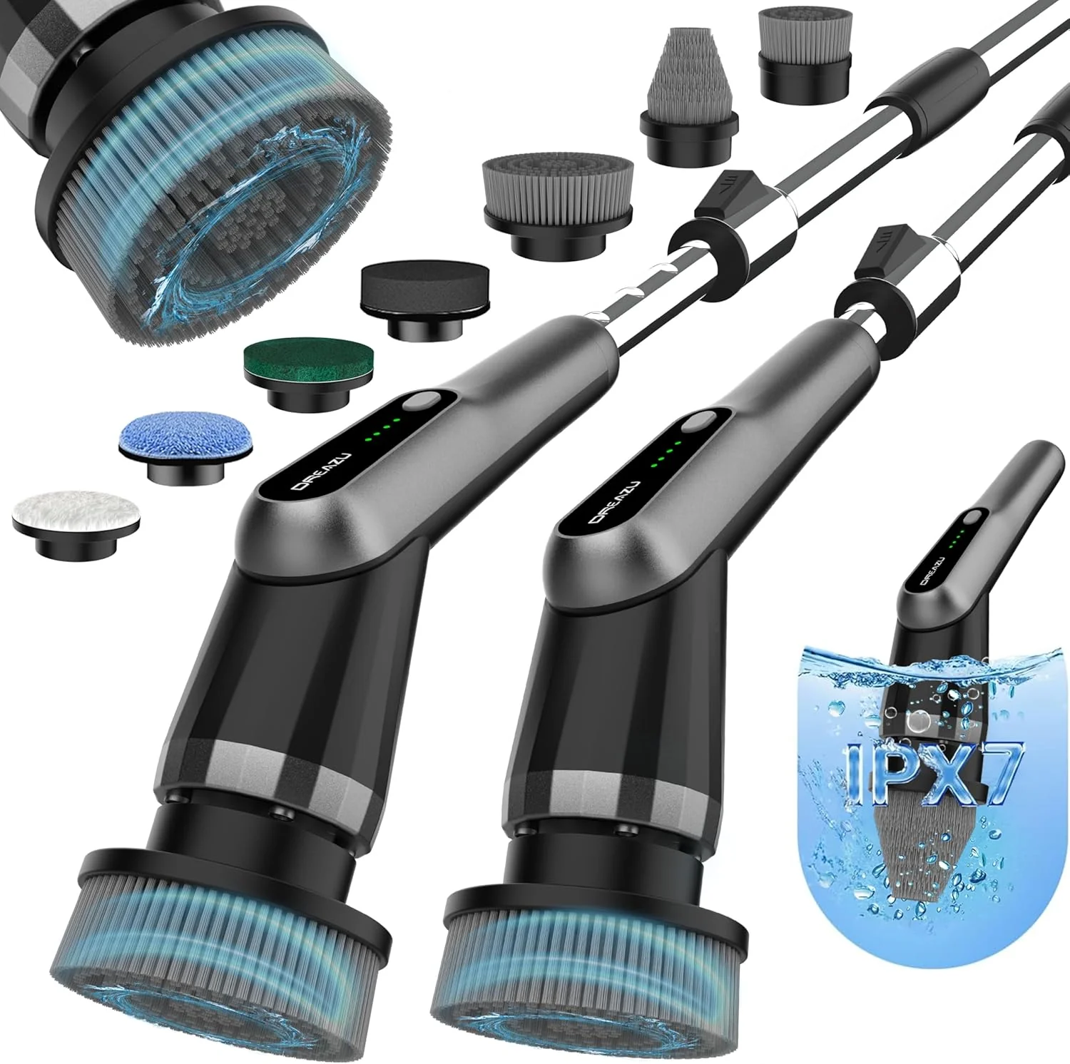 Original Dreazu Pro Electric Spin Scrubber 10-in-1 Shower Scrubber amp Retractable Long Handle 44 lbs High-Torque amp Variable Speed Shower Cleaning Brush for Bathroom Toilet Bathtub Kitchen Tile Floors Car Lightweight