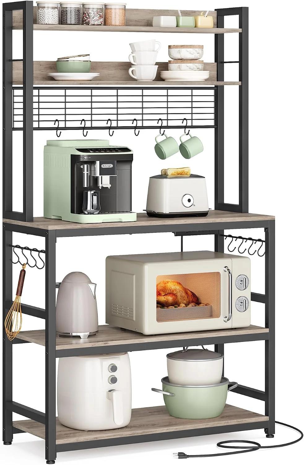 Modern VASAGLE Bakers Rack with Power Outlet 31.5 Inches Microwave Stand Comfortable