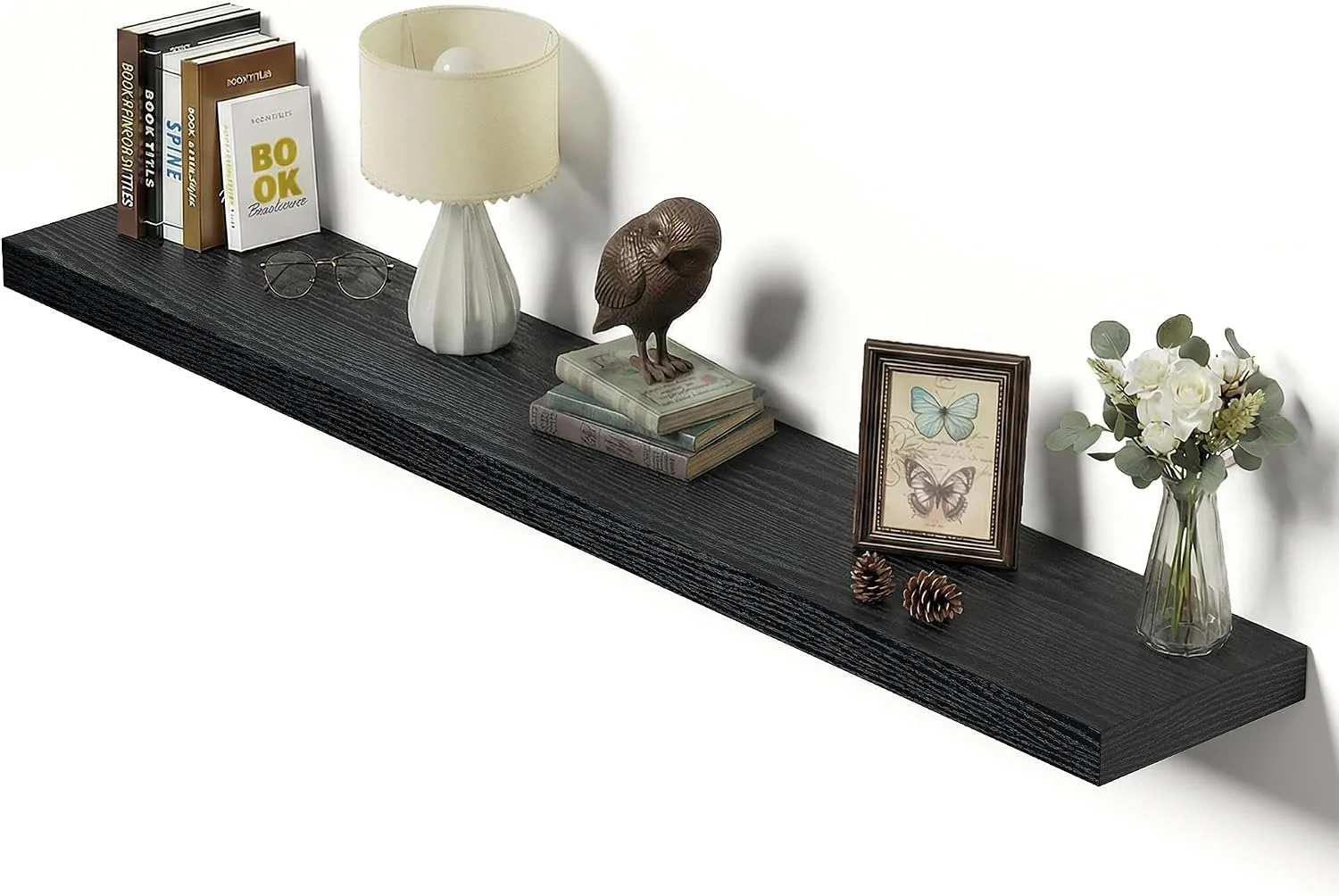 Versatile Vivelove Single Floating Shelves 48×10 Set of 1 Black Selected