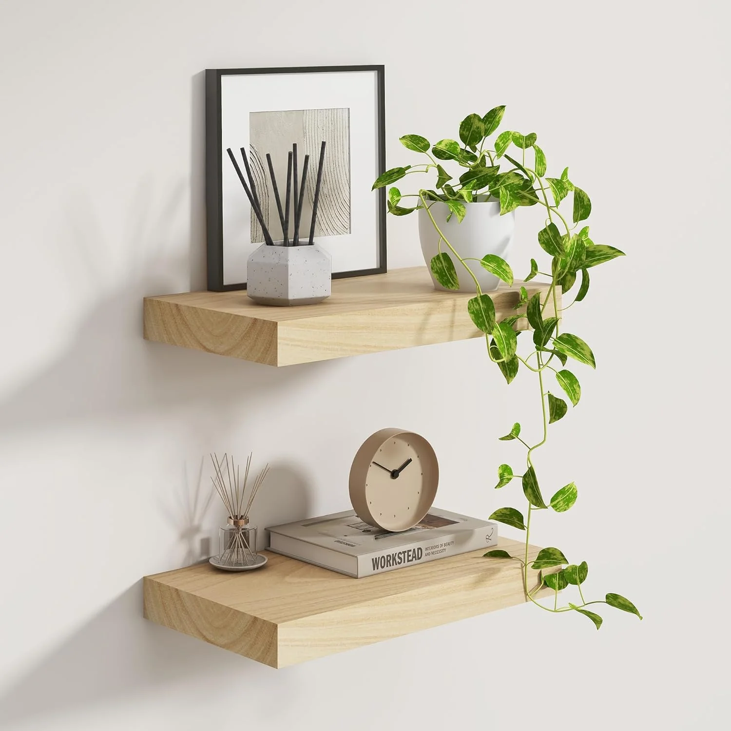 Official Fun Memories Deep Floating Shelves 16 Inch Long Natural Wood Floating Shelf for Wall Set of 2 Rustic 9 Inch Deep Wall Shelves Trusted