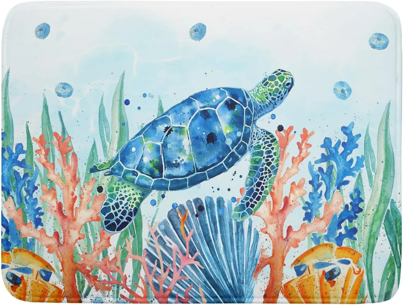 Specialty Giwawa Sea Turtle Dish Drying Mat 18x24in Watercolor Blue Tortoise Dish Drainer Mats Nautical Ocean Coral Seashell Seaweed Microfiber Dish Drying Pad Minimalist