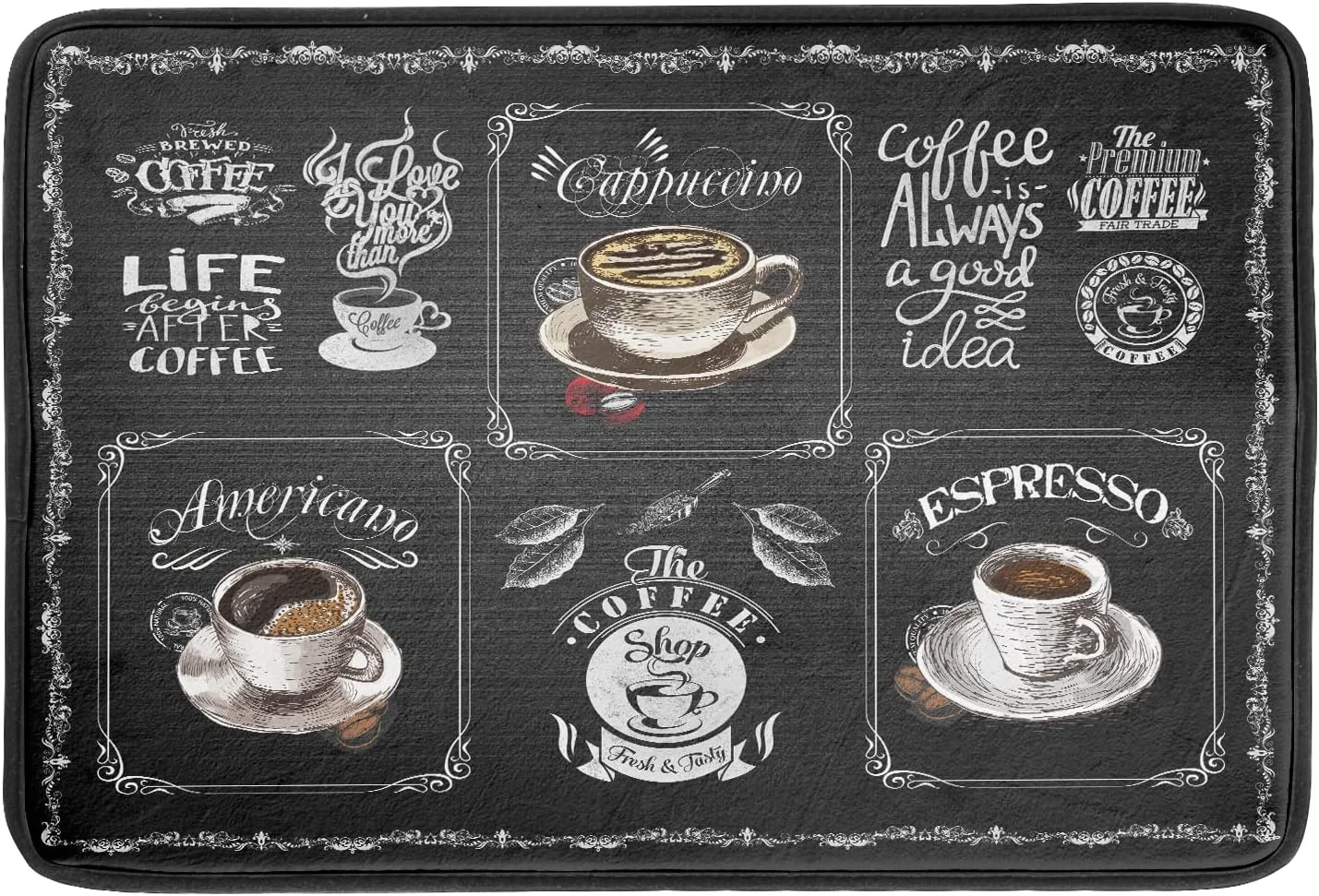 Authentic Coffee Bean Maker Dish Drying Mat for Countertops 18×24 inch Absorbent Microfiber Espresso Cup Spill Mats Black Machine Drainer Mat Dish Drainer Consistent