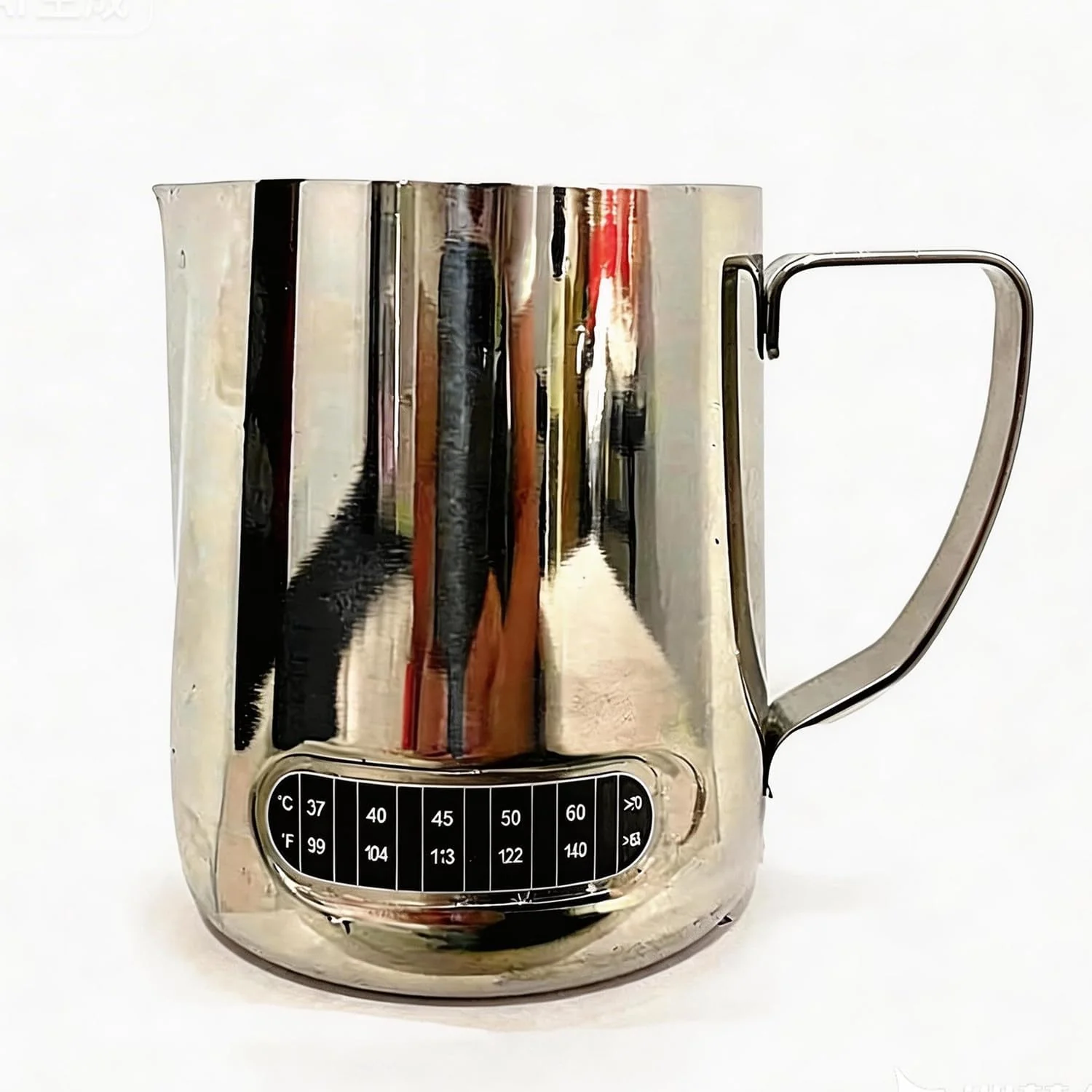 Refined Milk Frothing Pitchers 21 oz 600 ml with Integrated Thermometer Latte Art Jug Stainless Steel Creamer Temperature Espresso Steaming Pitchers Environmentally Friendly