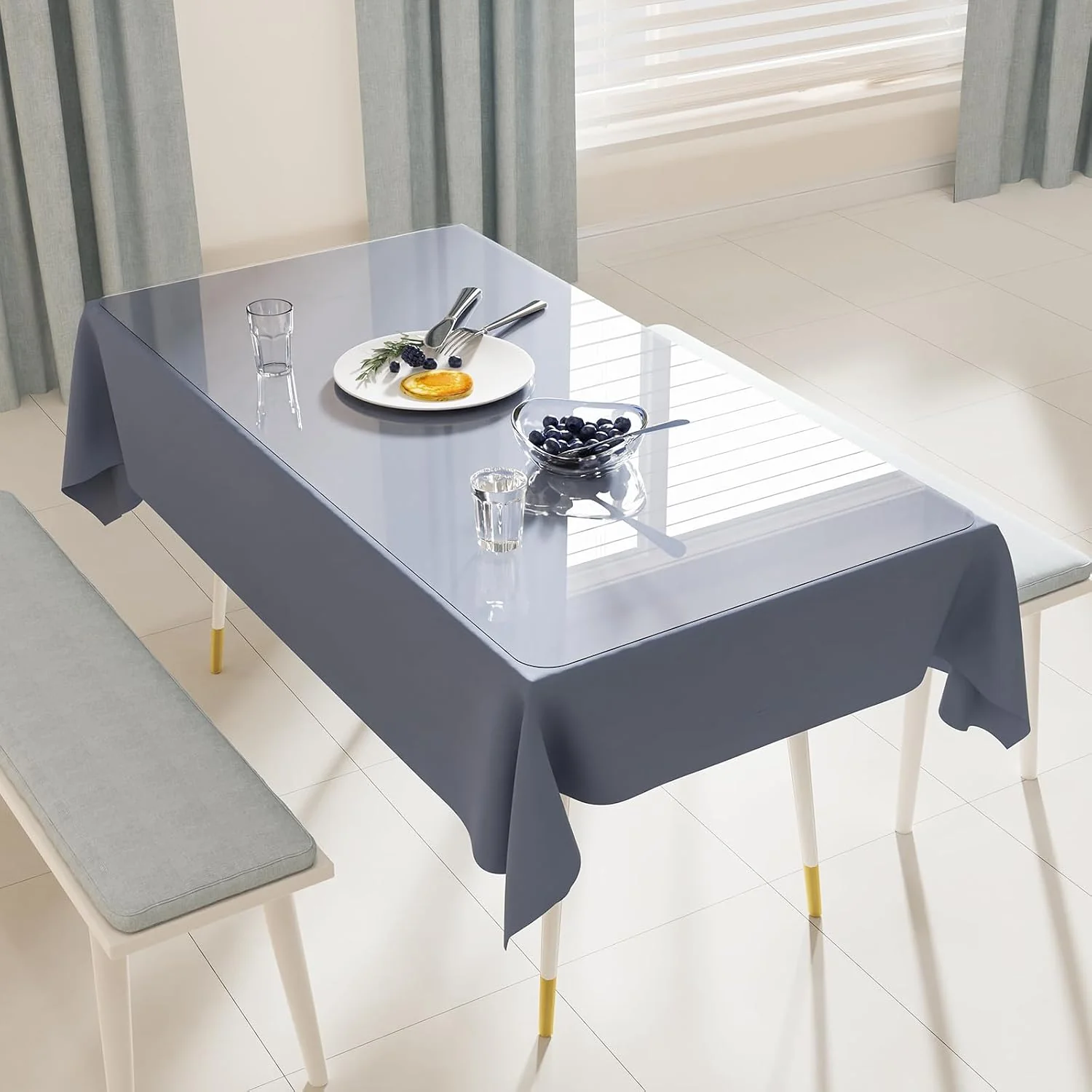 Soft Crystal Clear Plastic Table Cover Protector 42 x 60 Desk Pad Mat Certified