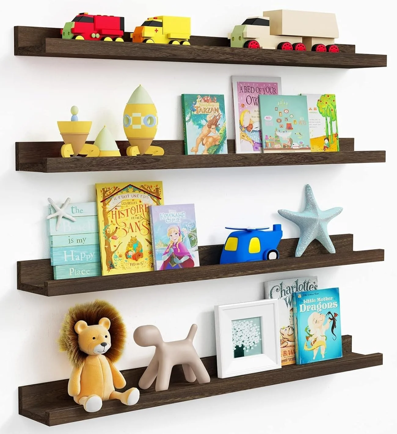 User-Friendly Forbena 36 Inch Long Picture Ledge Shelf Wooden Floating Shelves for Wall with Lip Trendy