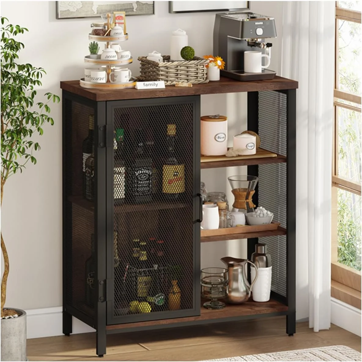 Excellent BON Augure Coffee Bar Cabinet for Home Liquor Small Storage Cabinet for Kitchen and Entryway Genuine