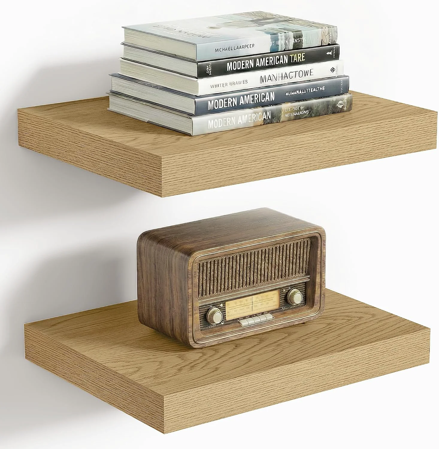 Durable Vivelove 10×10 Inches Floating Shelves Wall Mounted Set of 2 Oak Elite
